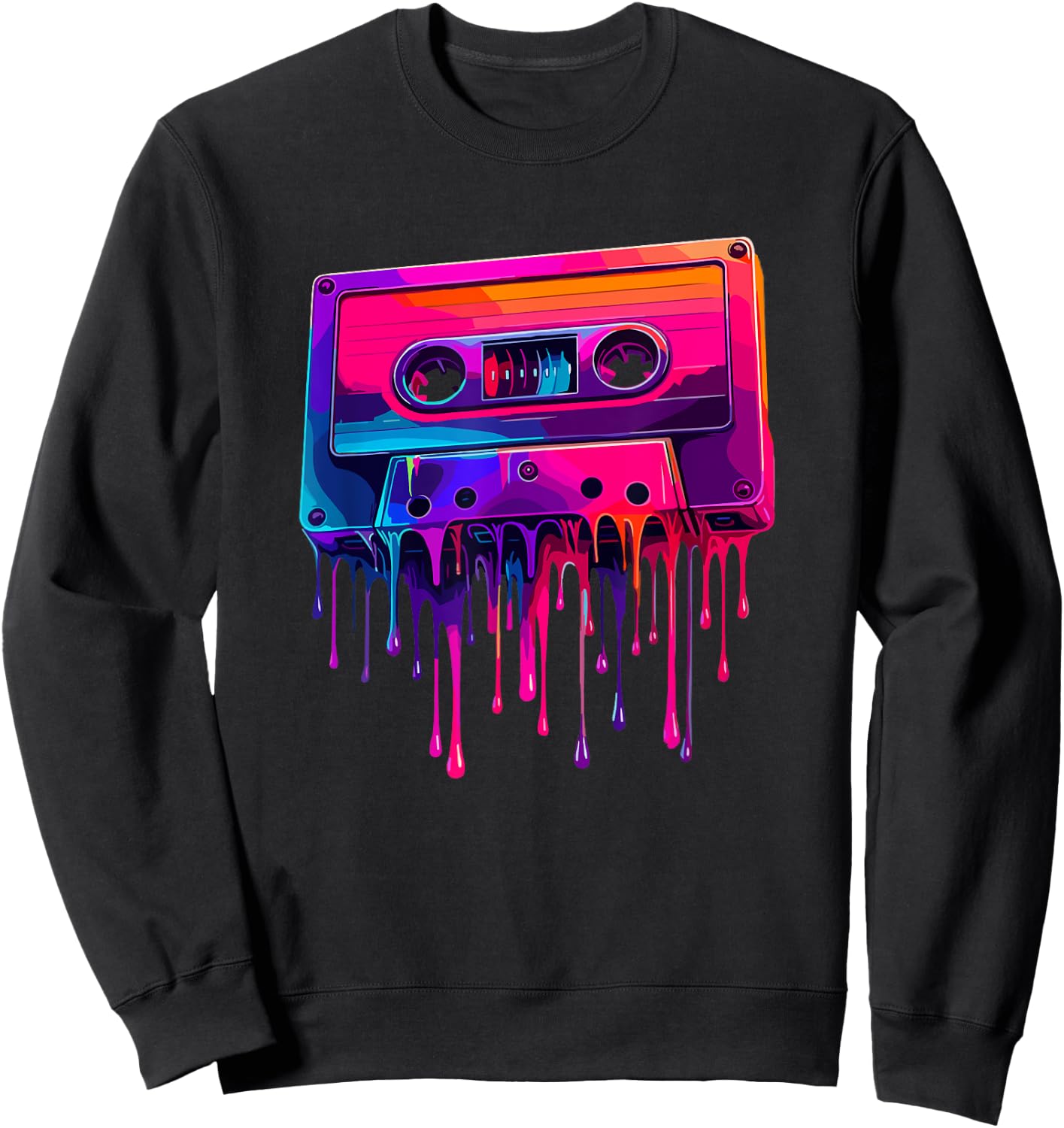 Dripping Paint Art Cassette Player Music Tape Recorder Sweatshirt - Sweatshirt | Black