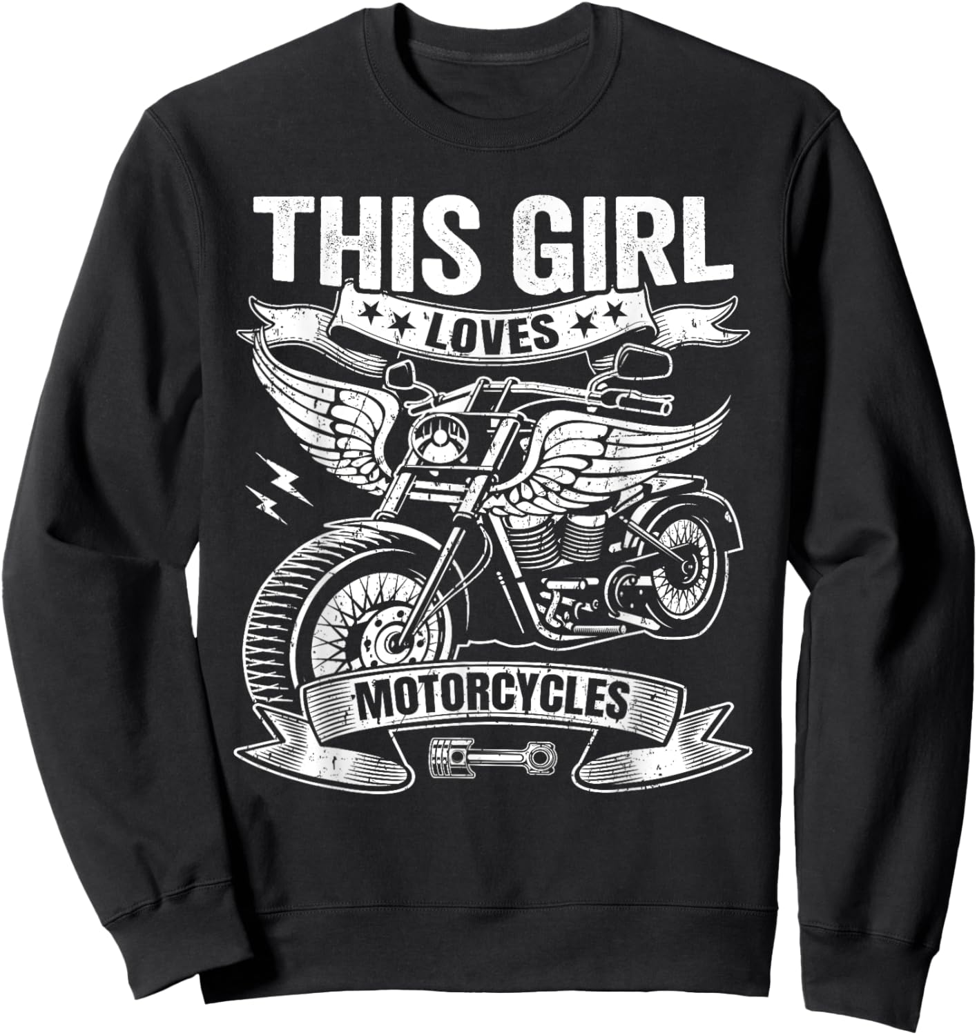 Biker Girl Motorcyclist This Girl Loves Motorcycles Sweatshirt - Sweatshirt | Black