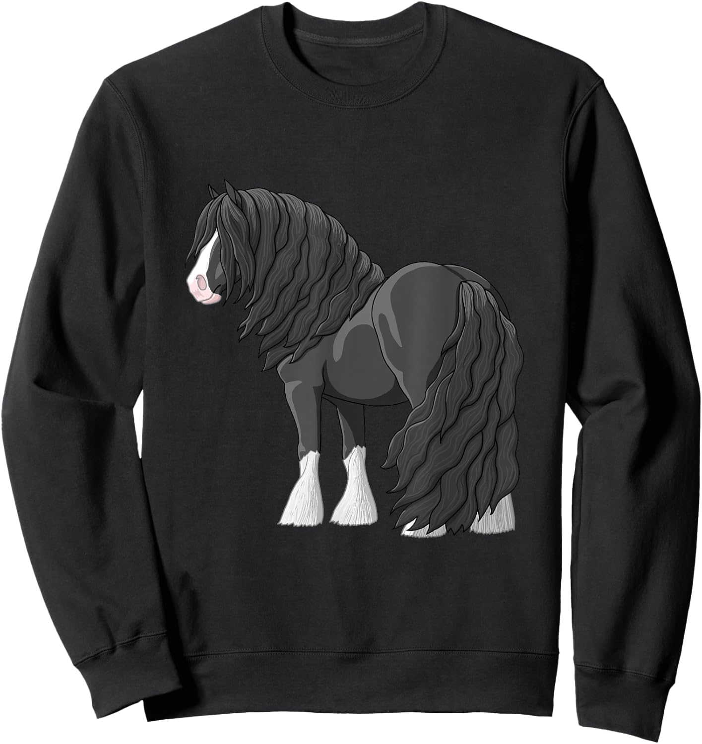 Black & White Gypsy Vanner Gypsy Cob Tinker Draft Horse Sweatshirt - Sweatshirt | Black