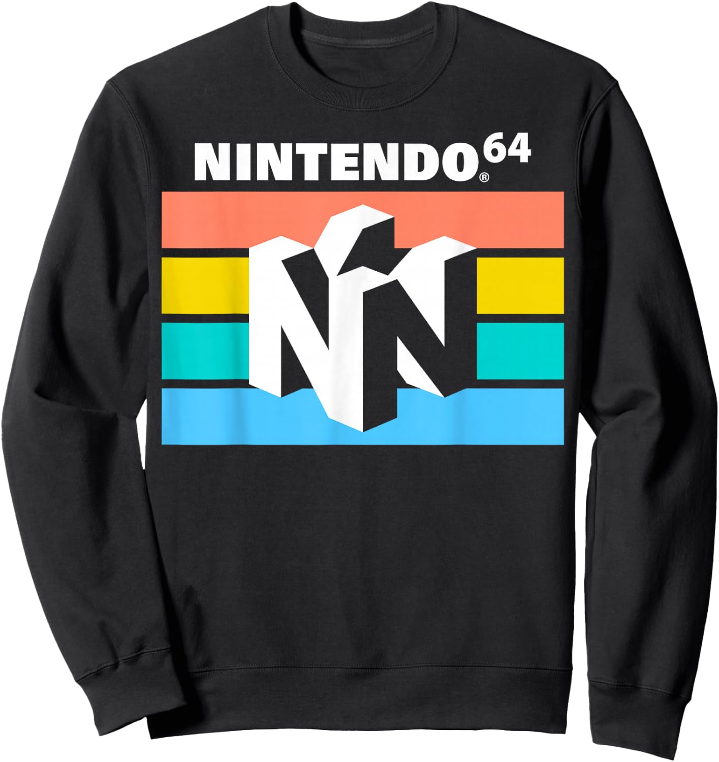 Nintendo Classic 64 Striped Logo Sweatshirt - Sweatshirt | Black