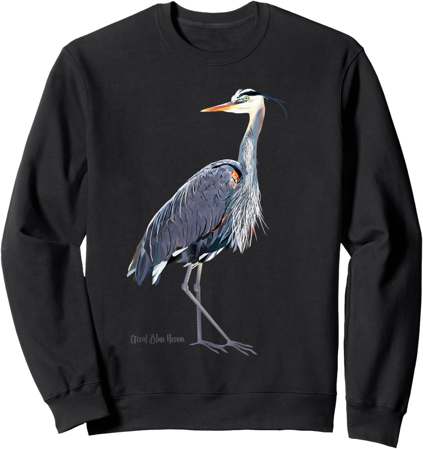 Heron Art Birder Shirt Wildlife Bird Watching Sweatshirt - Sweatshirt | Black