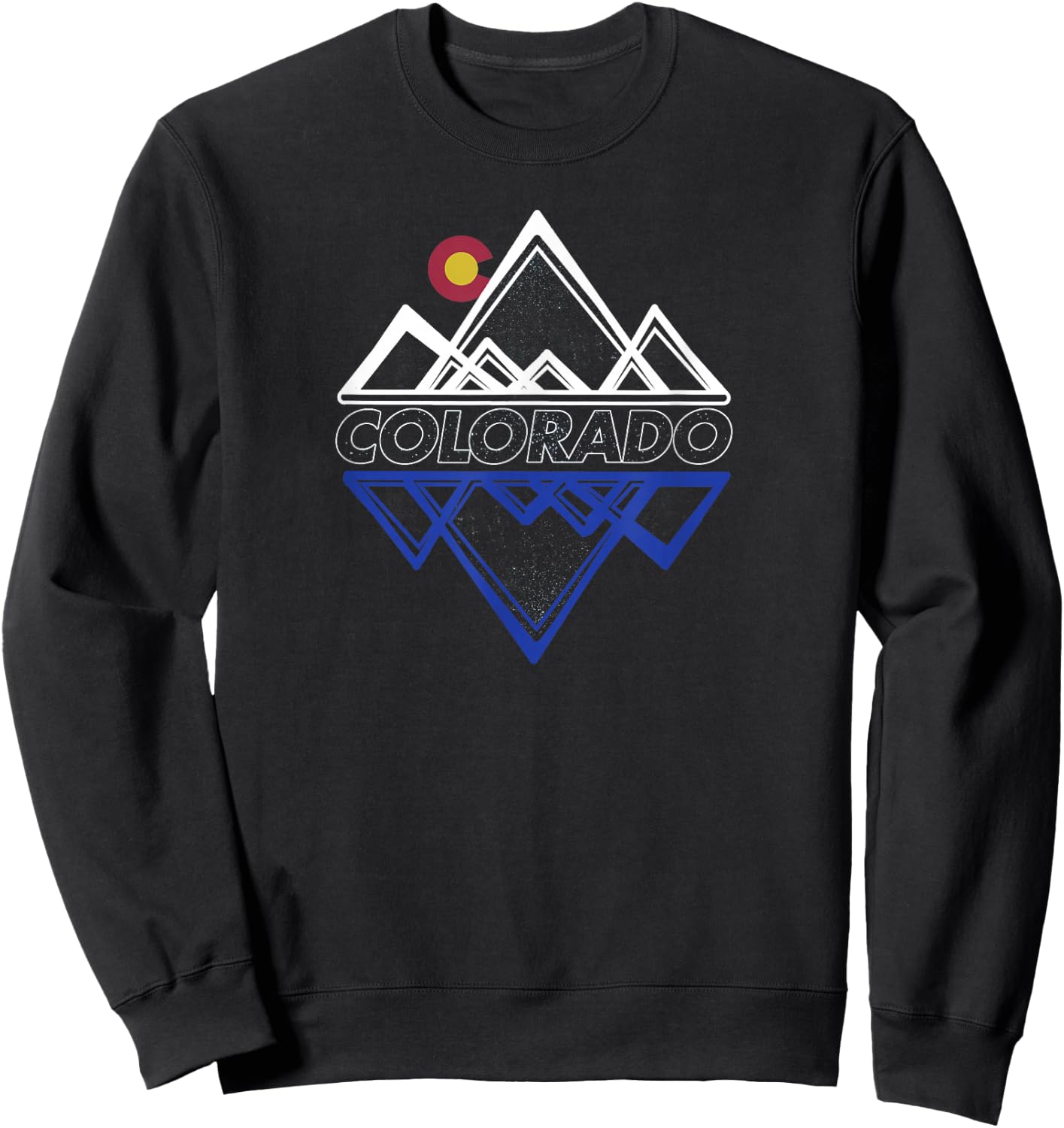Colorado Mountains Flag Forest Design Sweatshirt - Sweatshirt | Black