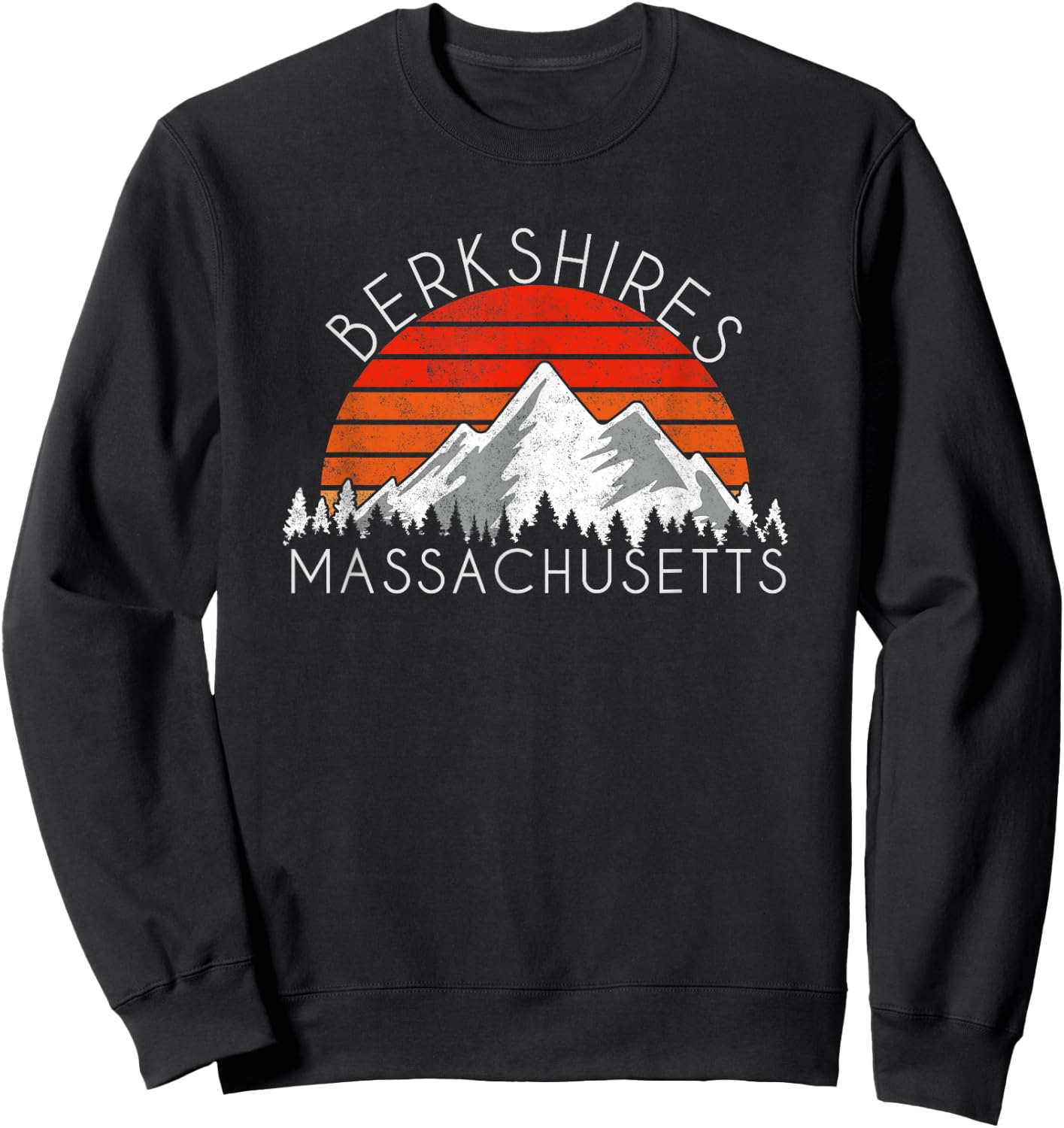 Retro Vintage Berkshires, Massachusetts Distressed Sweatshirt - Sweatshirt | Black