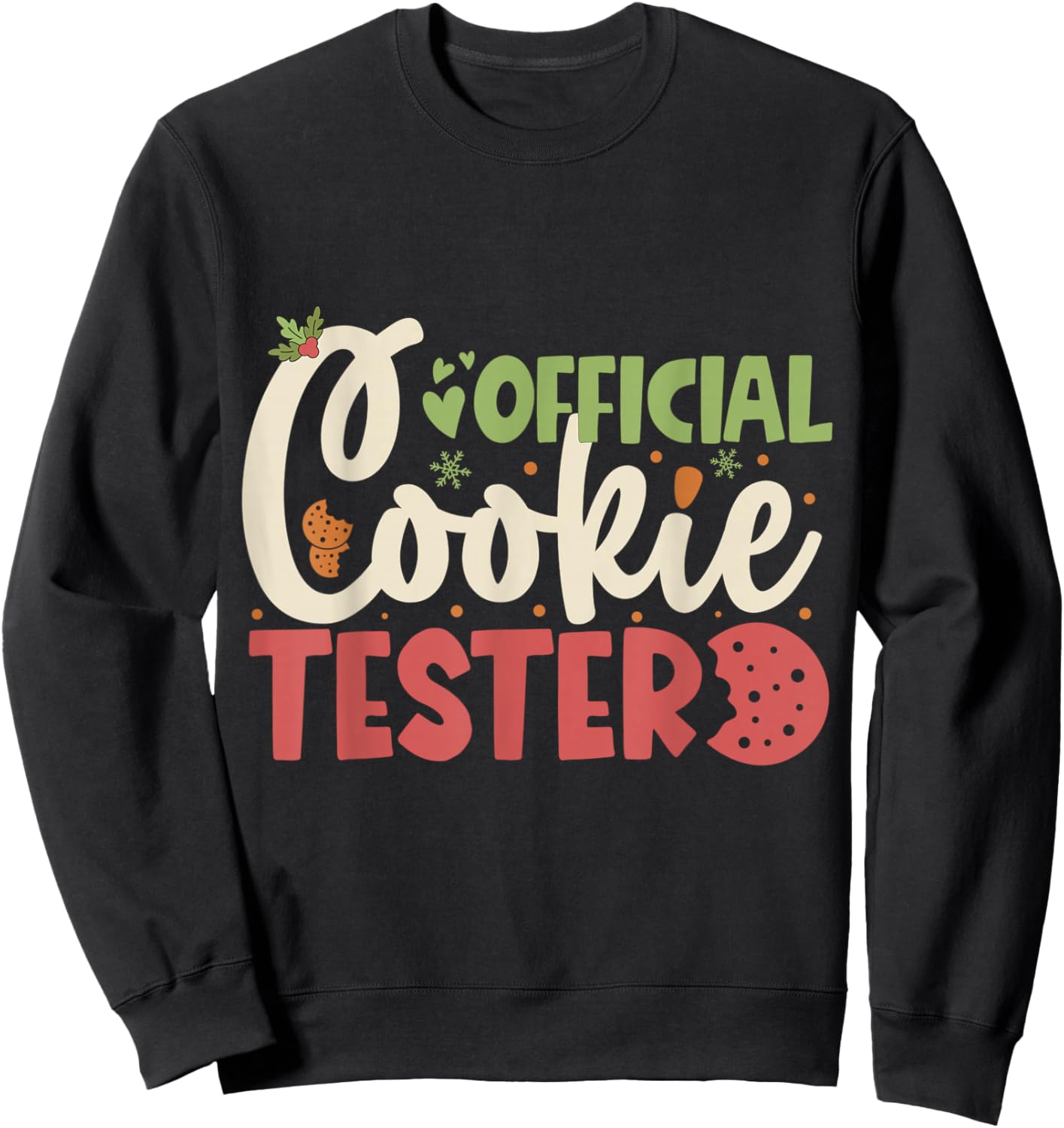 Official Cookie Tester Funny Family Christmas Pajamas Sweatshirt - Sweatshirt | Black