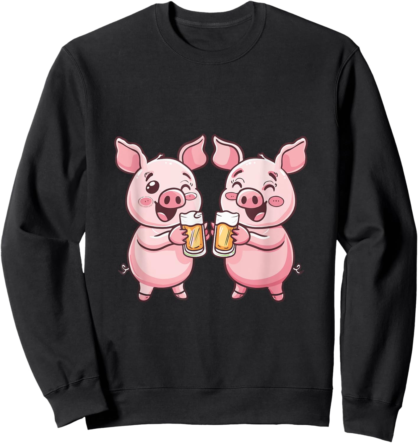 Drinking Pig With Beer | Birthday Party Sweatshirt - Sweatshirt | Black