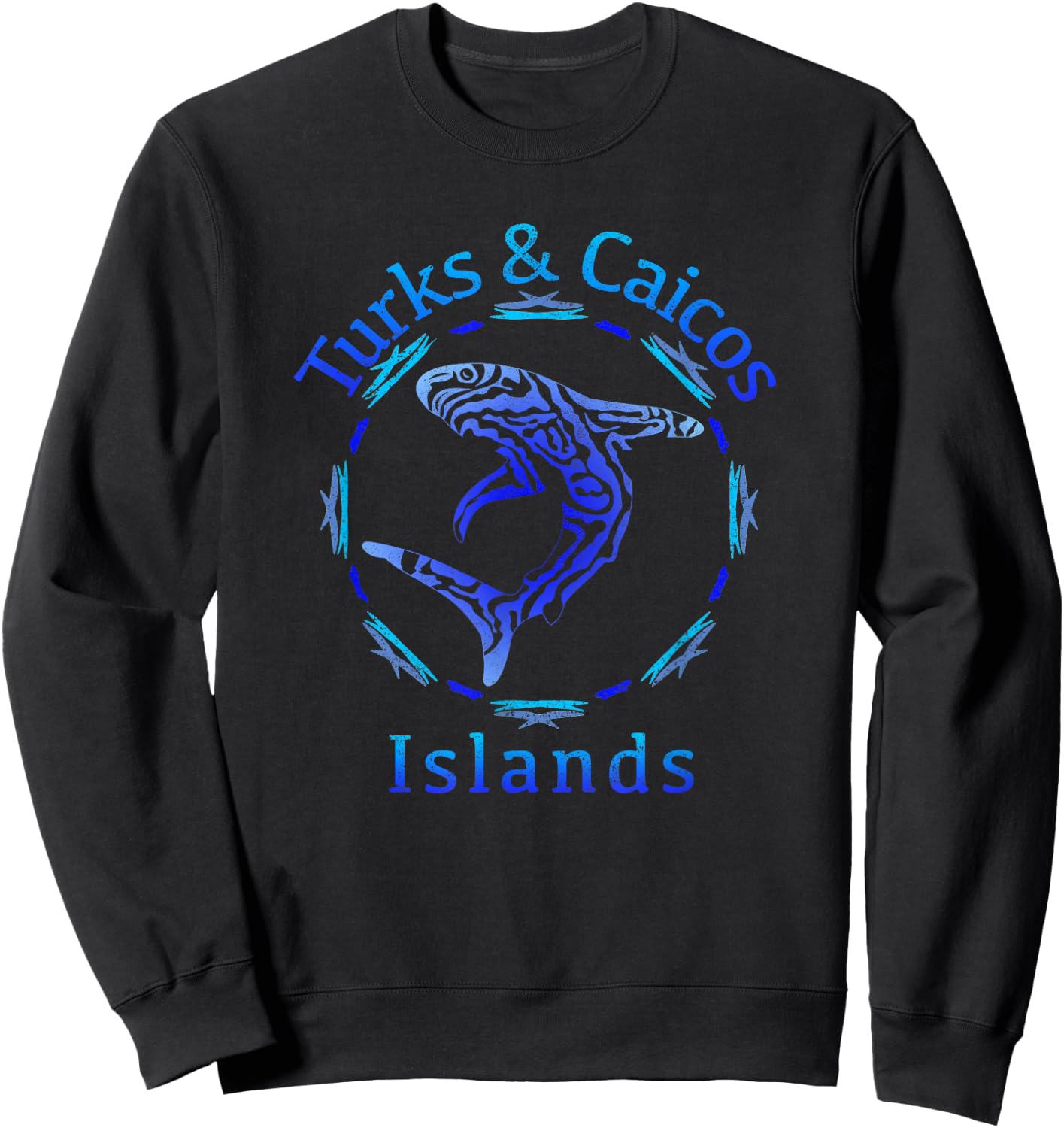Turks & Caicos Islands / Vintage Shark Gift Sweatshirt - Sweatshirt | Black