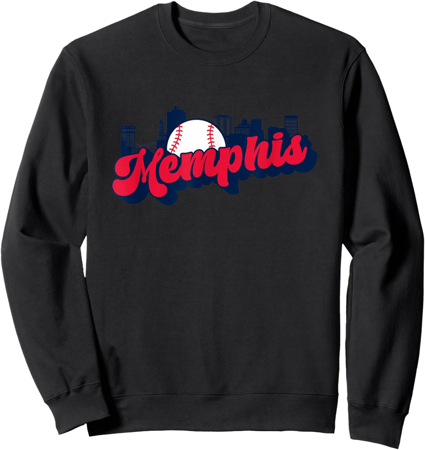 Memphis Baseball Vintage City Skyline Baseball Lover Sweatshirt - Sweatshirt | Black