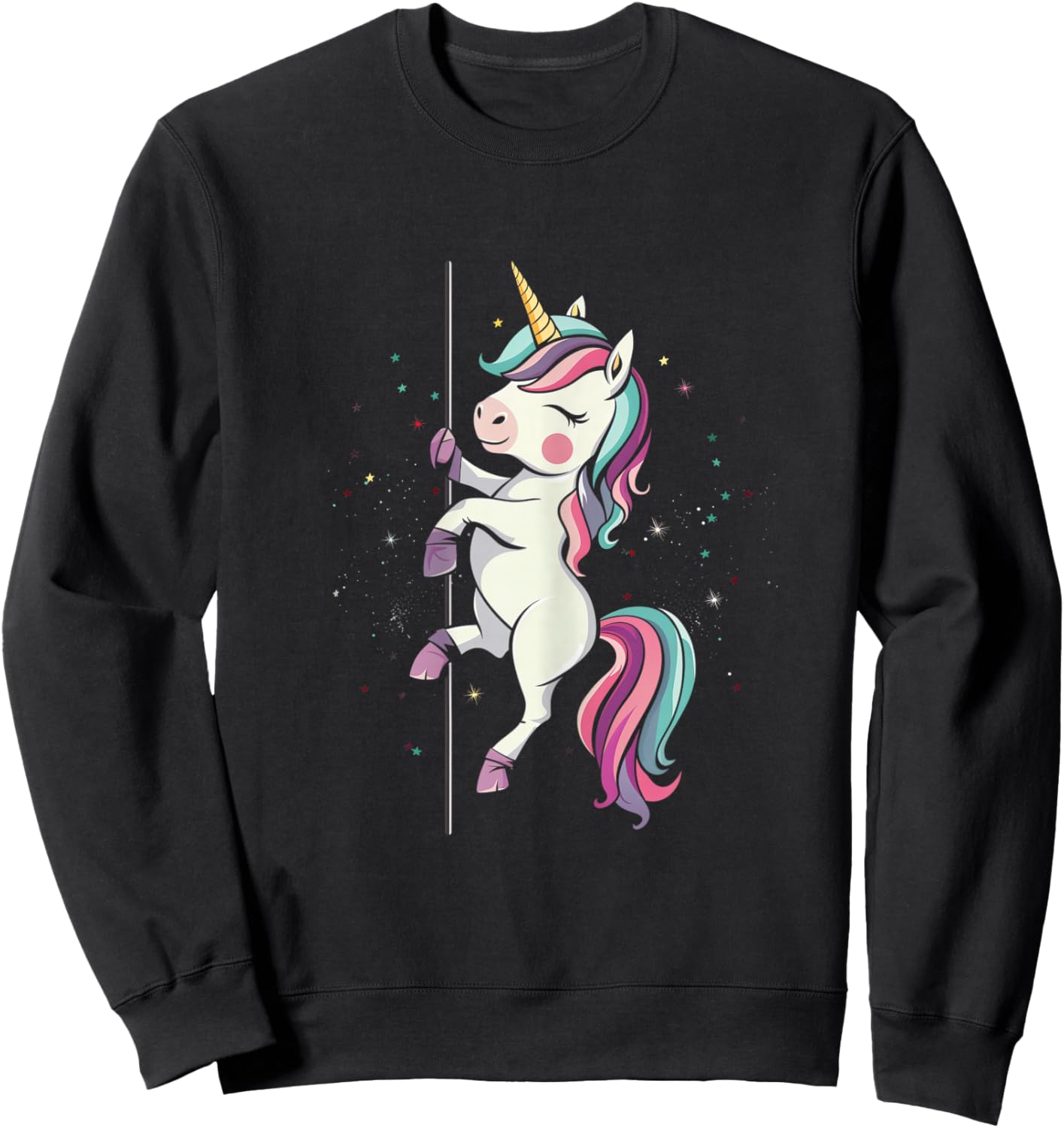 Pole Dance Dancing Unicorn Exotic Dancer Funny Cute Sweatshirt - Sweatshirt | Black