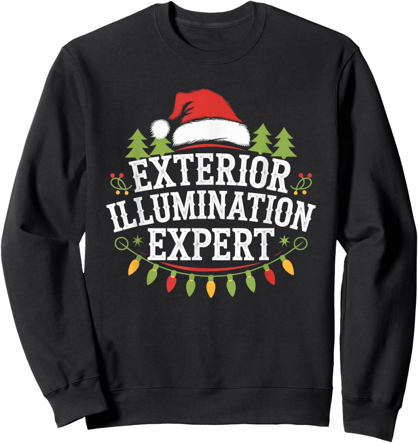 Siouxland Styles Adult Festive Modern Humor Exterior Illumination Expert Black Letter Print Sweatshirt - Sweatshirt | Black