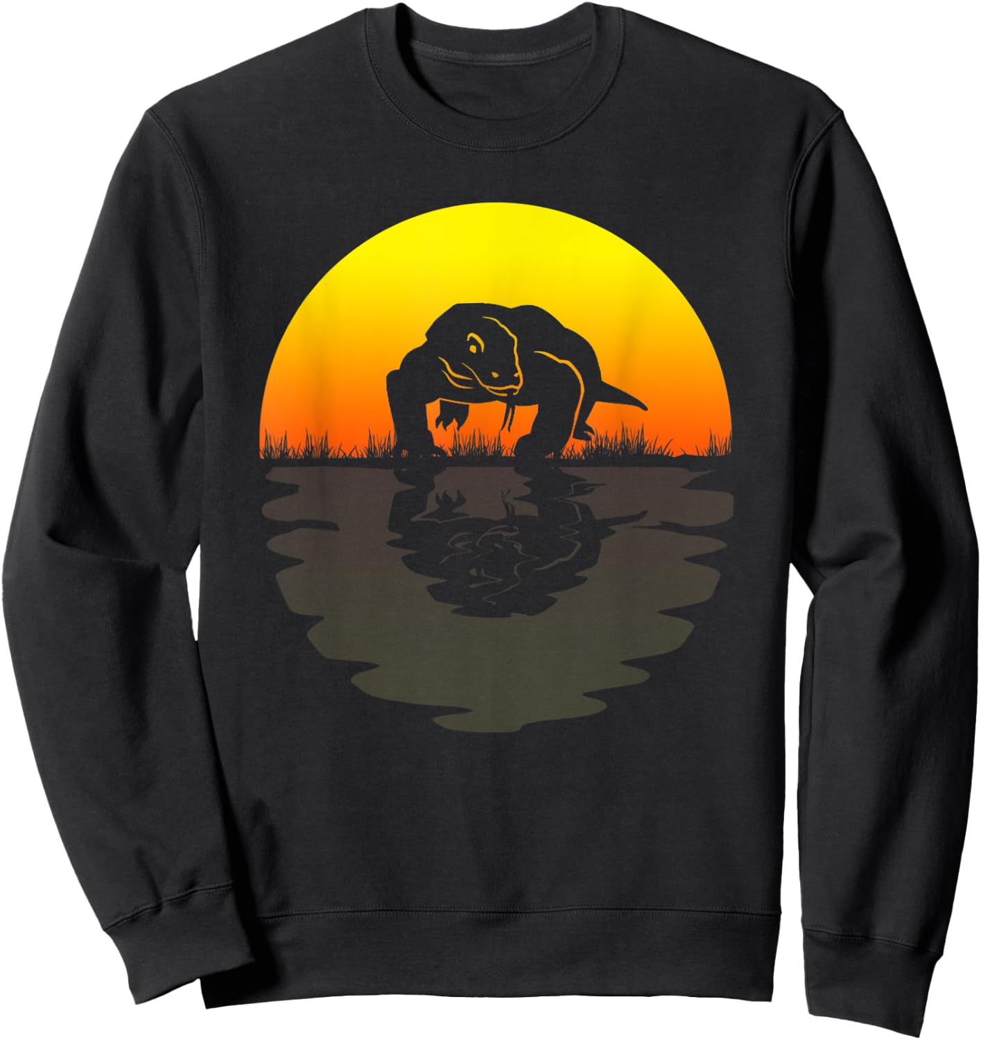 Komodo dragon shirt retro sunset 70s vintage Komodo dragon Sweatshirt - Sweatshirt | Black