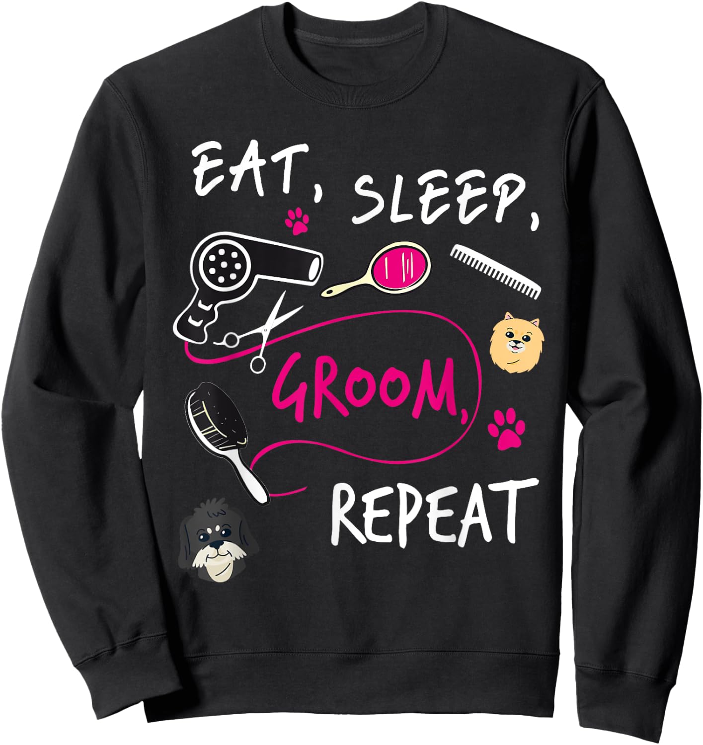 Dog Groomer Gift Funny Dog Grooming Shirt Dog Salon Women Girls Kids Sweatshirt - Sweatshirt | Black