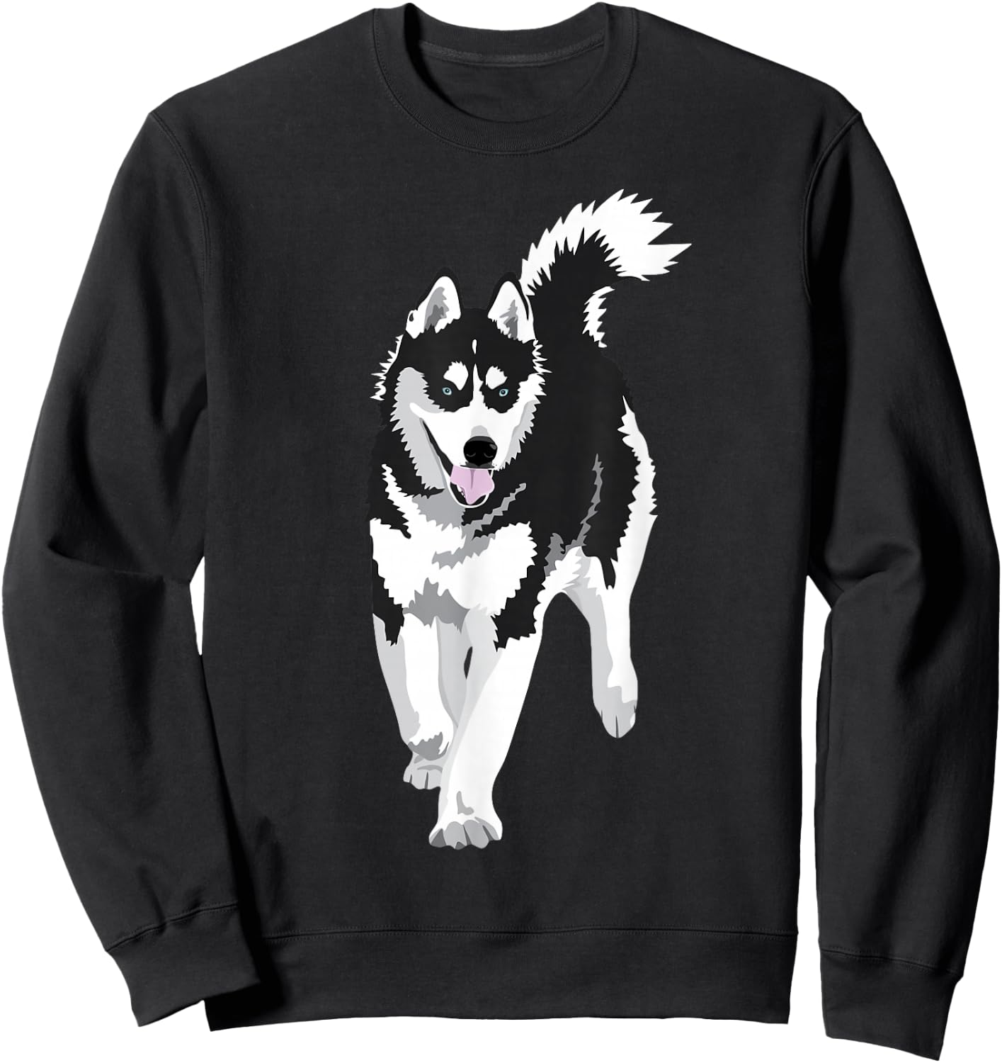 black and white Siberian Husky Snow Dog Sweatshirt - Sweatshirt | Black