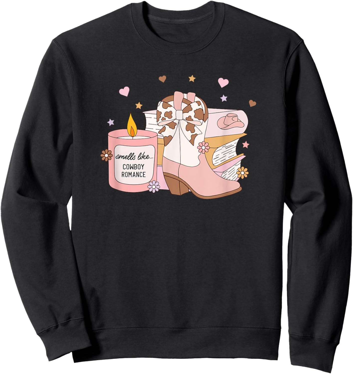 Smells Like Cowboy Romance, Funny Book Lover Sweatshirt - Sweatshirt | Black
