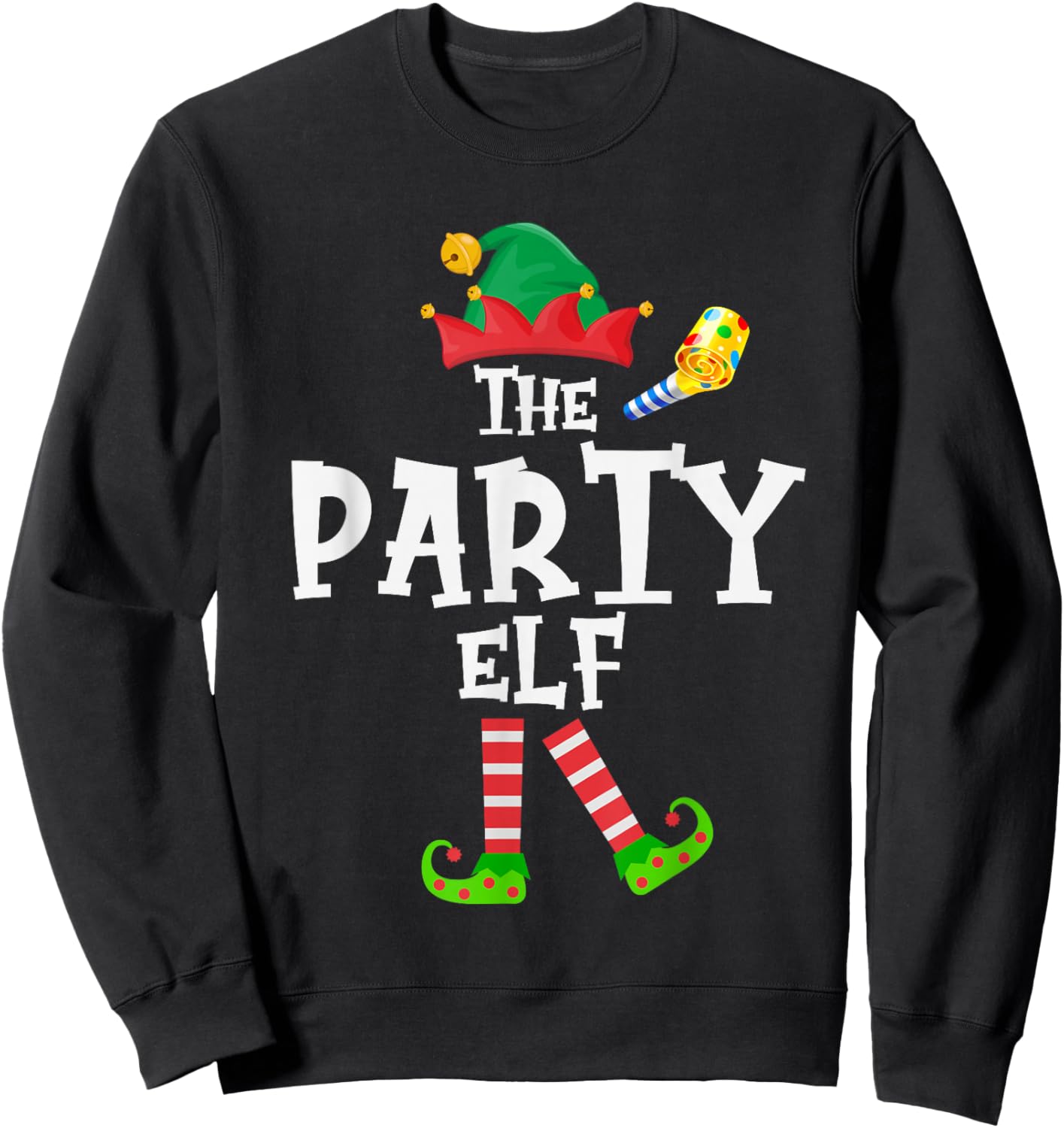 The Party Elf - Funny Matching Family Group Christmas Sweatshirt - Sweatshirt | Black