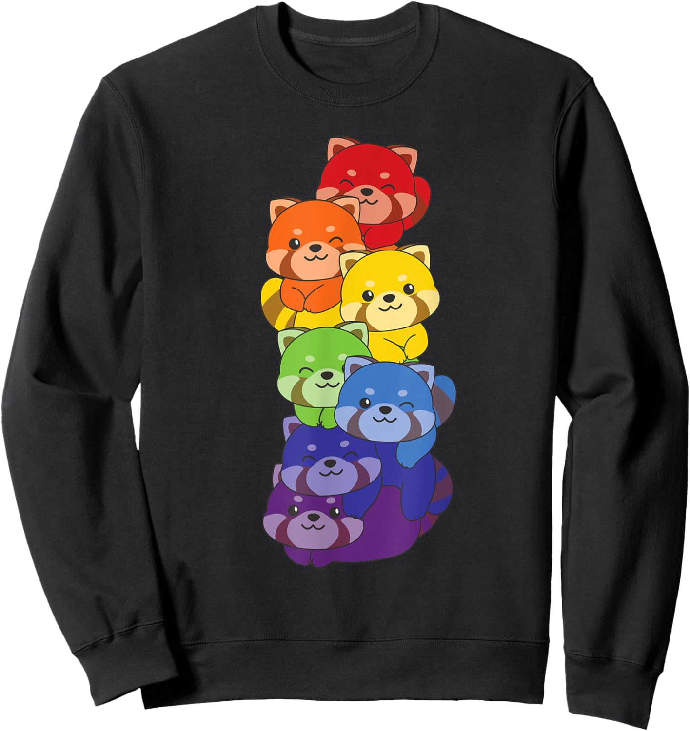 Rainbow Red Pandas Cute Animals Colorful Red Panda Sweatshirt - Sweatshirt | Black