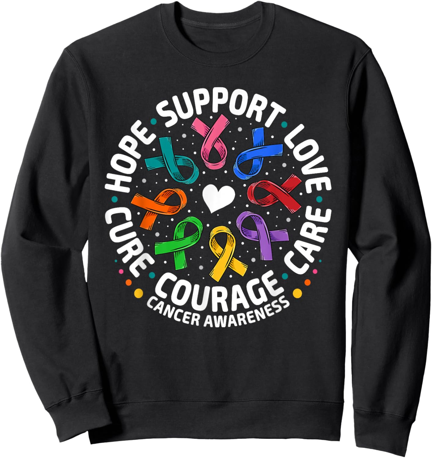 All Cancer Awareness Shirts Support All Ribbons Cancer Sweatshirt - Sweatshirt | Black