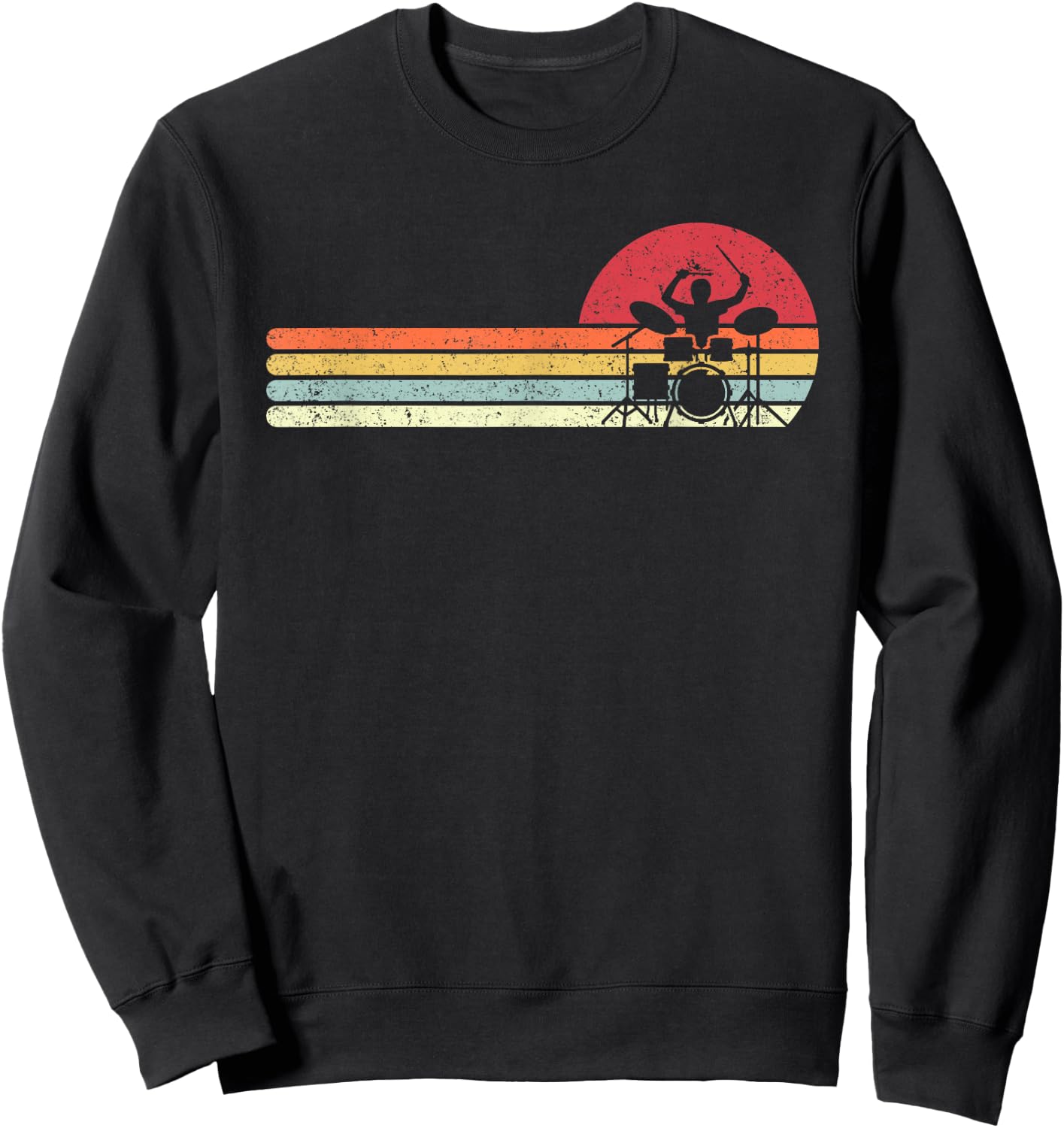 Drummer Shirt. Retro Style Drum Player Sweatshirt - Sweatshirt | Black