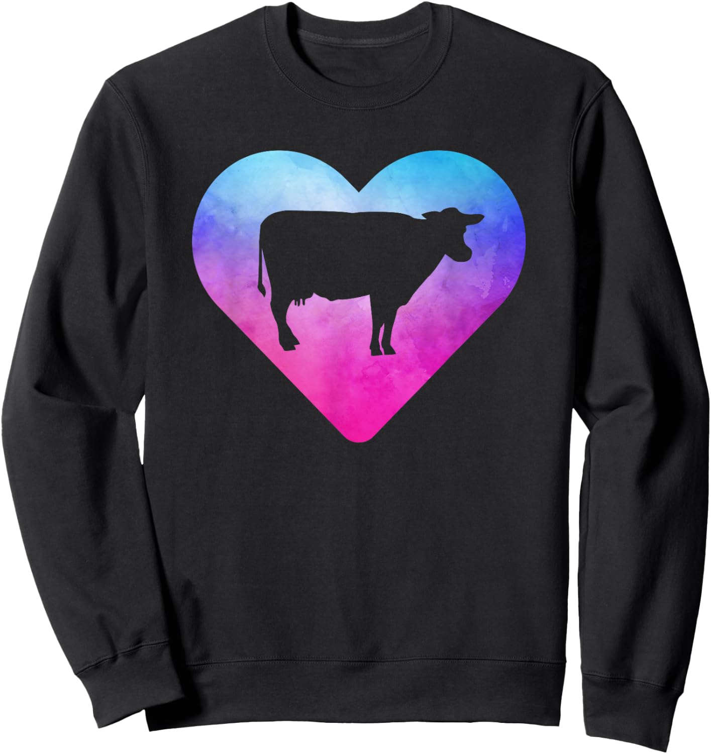 Women or Girls Cow Sweatshirt - Sweatshirt | Black