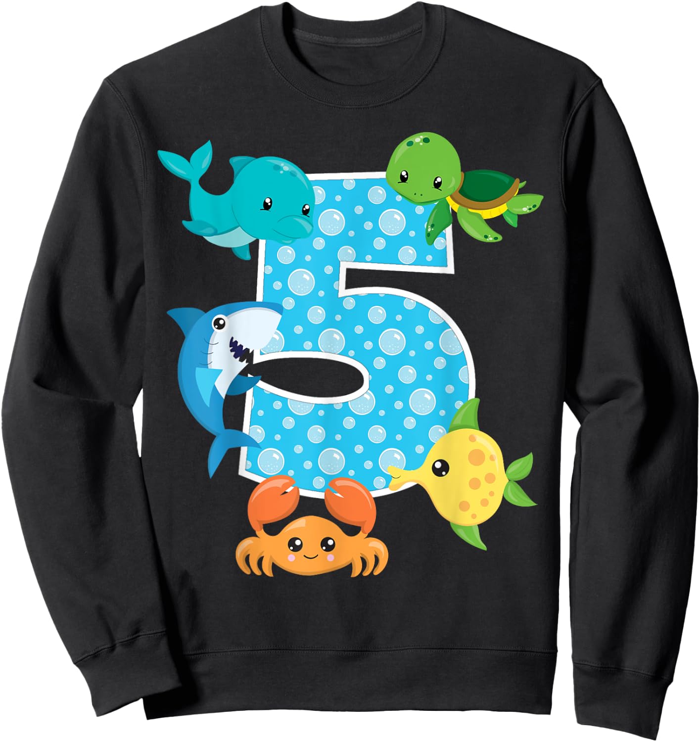 5th Birthday Party 5 Year Old Sea Fish Aquarium Birthday Boy Sweatshirt - Sweatshirt | Black