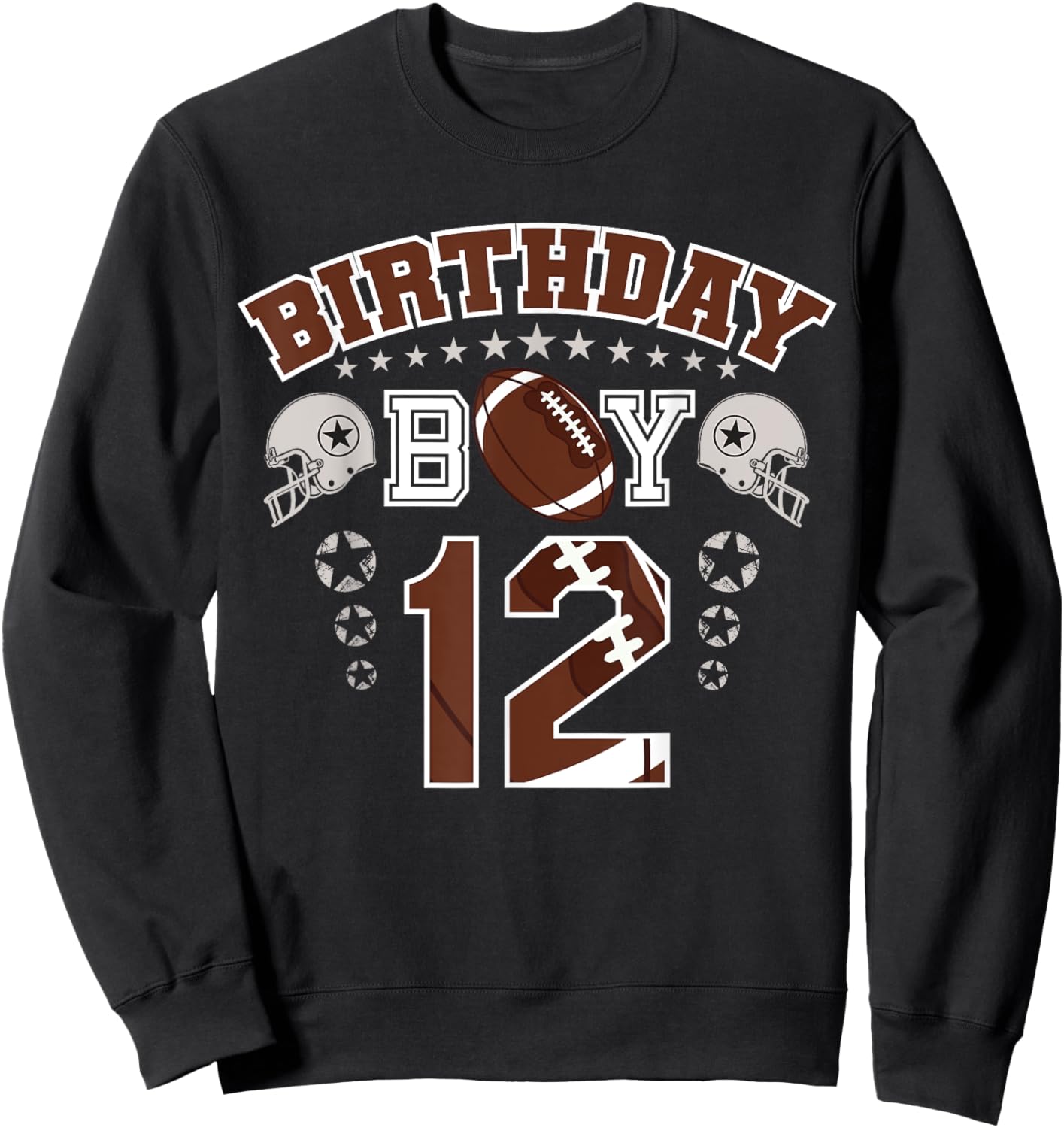 12th Birthday Boy Football Player 12 Year Old B-Day Matching Sweatshirt - Sweatshirt | Black
