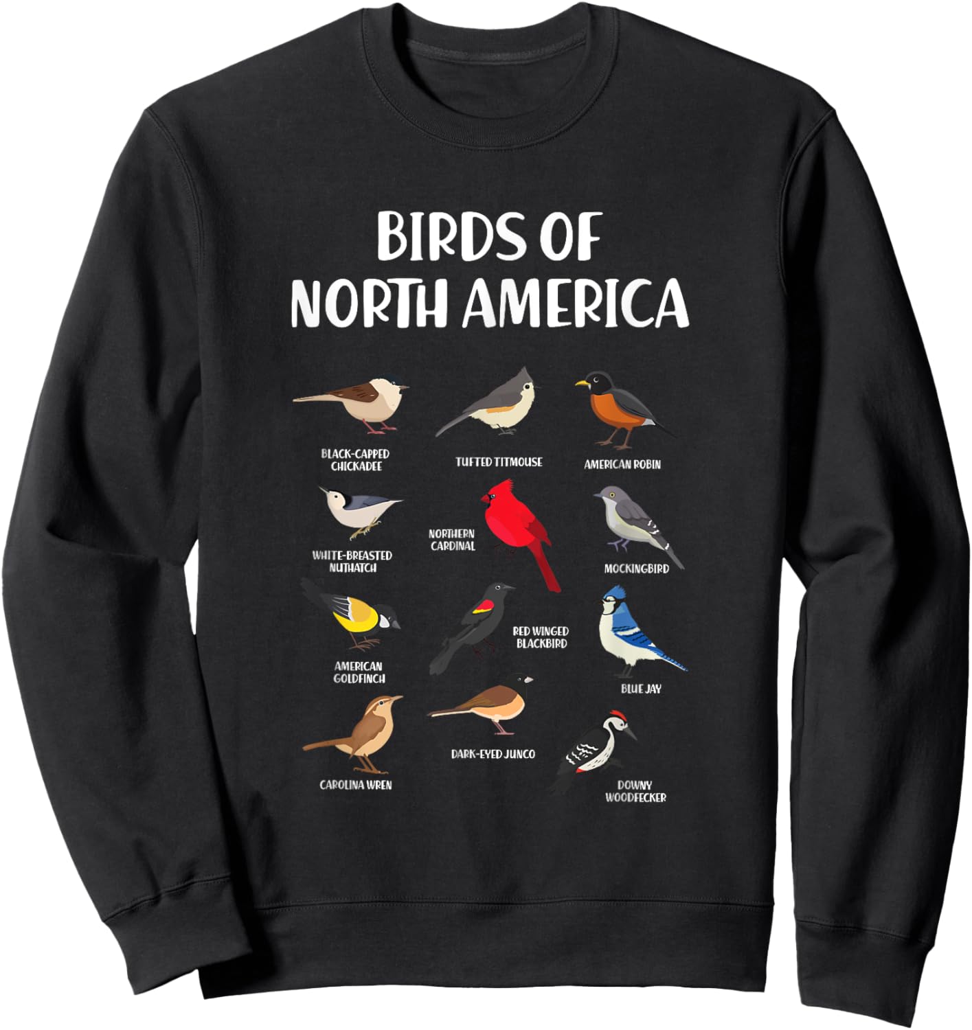 Birds Species North America USA Ornithologist Gift Bird Sweatshirt - Sweatshirt | Black