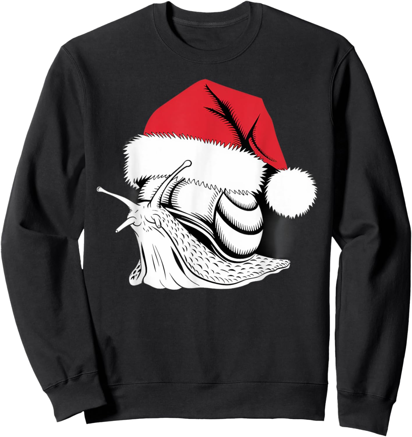 Joyful Snail Santa on Snail Christmas Sweatshirt - Sweatshirt | Black