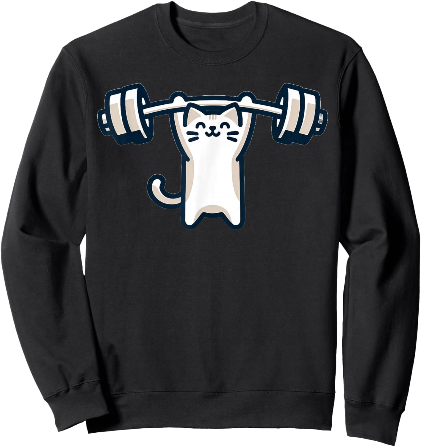 Cat Powerlifting Weightlifting Gym Workout Sweatshirt - Sweatshirt | Black