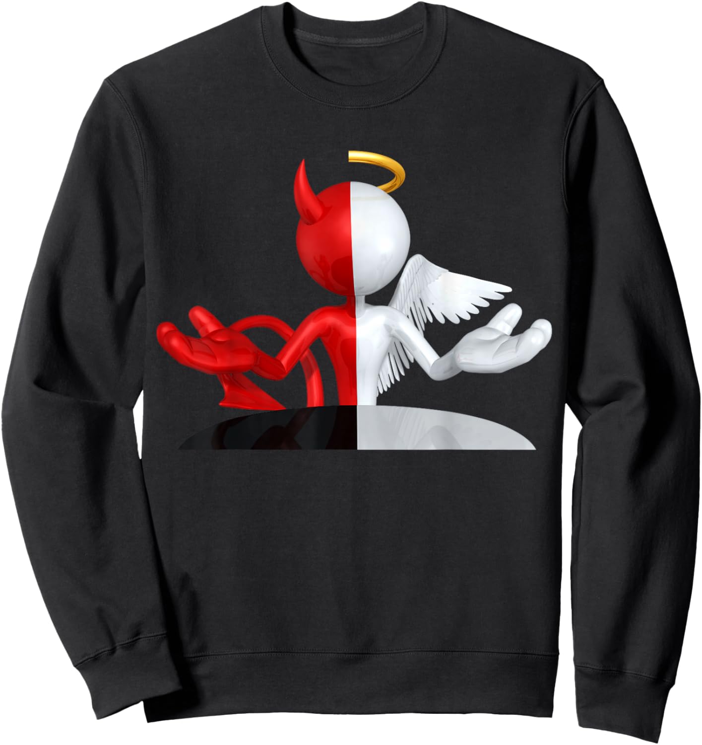 Angel and Devil Good and Evil Gift Angel Halo Sweatshirt - Sweatshirt | Black