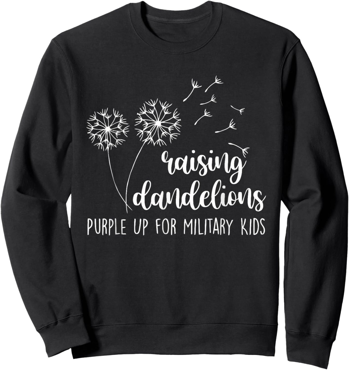 Purple Up For Military Kids Military Child Month Dandelion Sweatshirt - Sweatshirt | Black