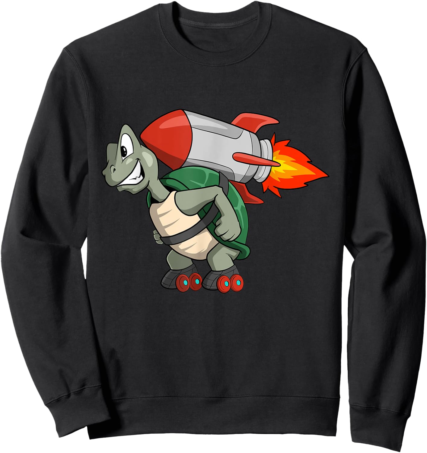 Cute turtle with roller skate and rocket pack Sweatshirt - Sweatshirt | Black