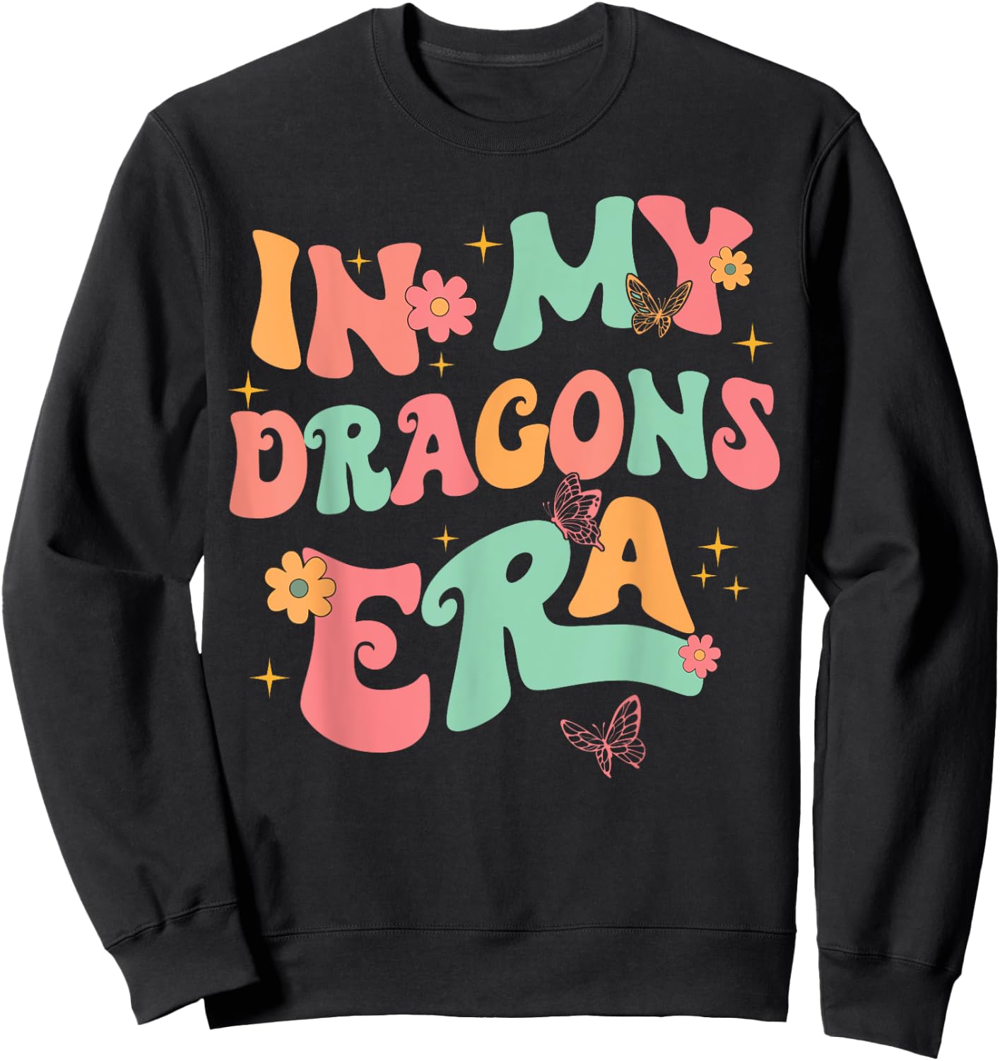 In My Dragons Era Back to School Spirit Game Retro Groovy Sweatshirt - Sweatshirt | Black