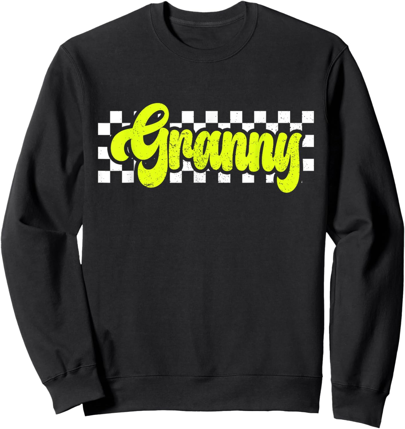 Granny Retro Checkered Distressed design Sweatshirt - Sweatshirt | Black
