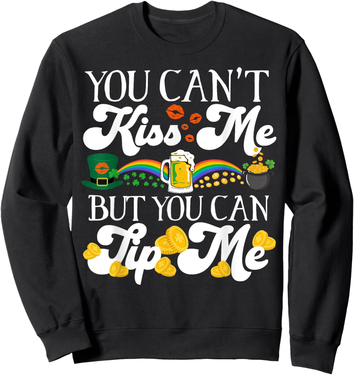Funny Irish St Patrick's Day Waitress Bartender Shamrock Sweatshirt - Sweatshirt | Black