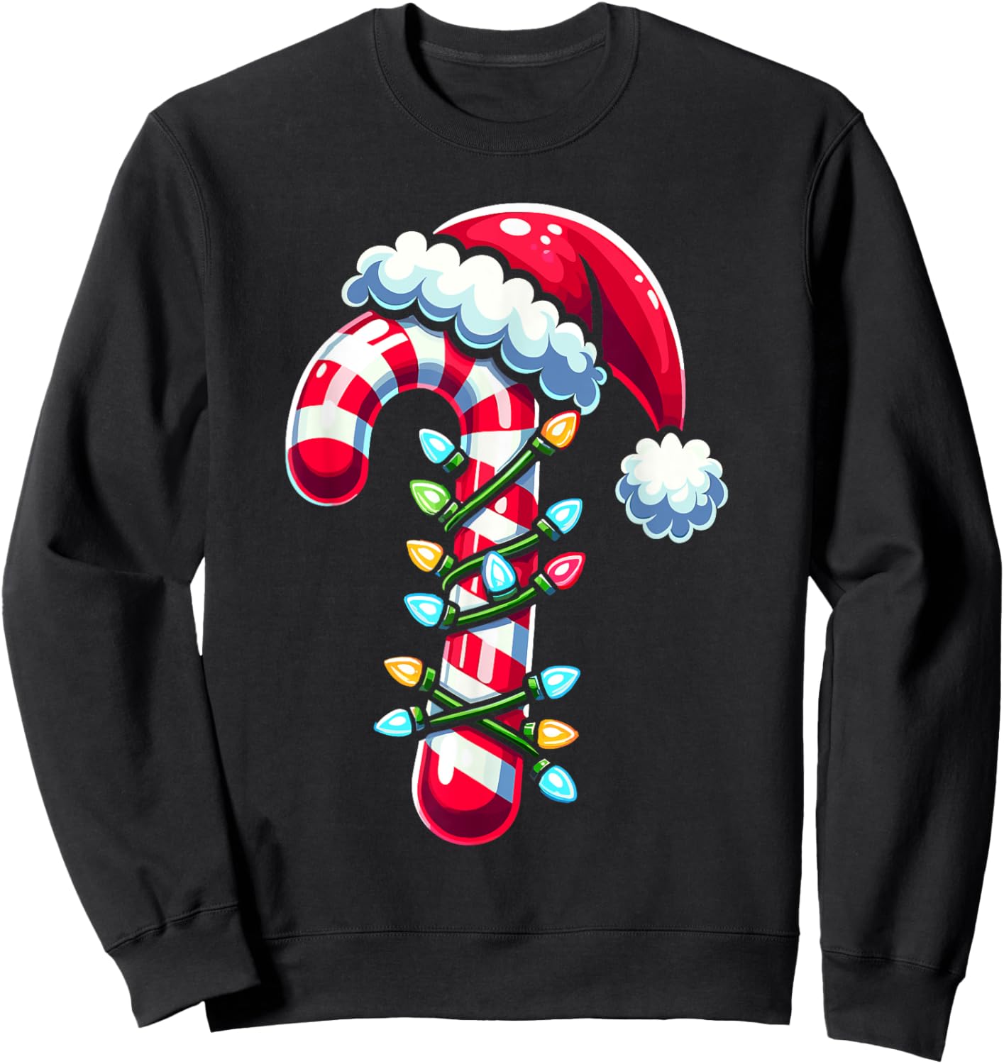 Candy Cane Boys Kids Christmas Santa Women Men Sweatshirt - Sweatshirt | Black