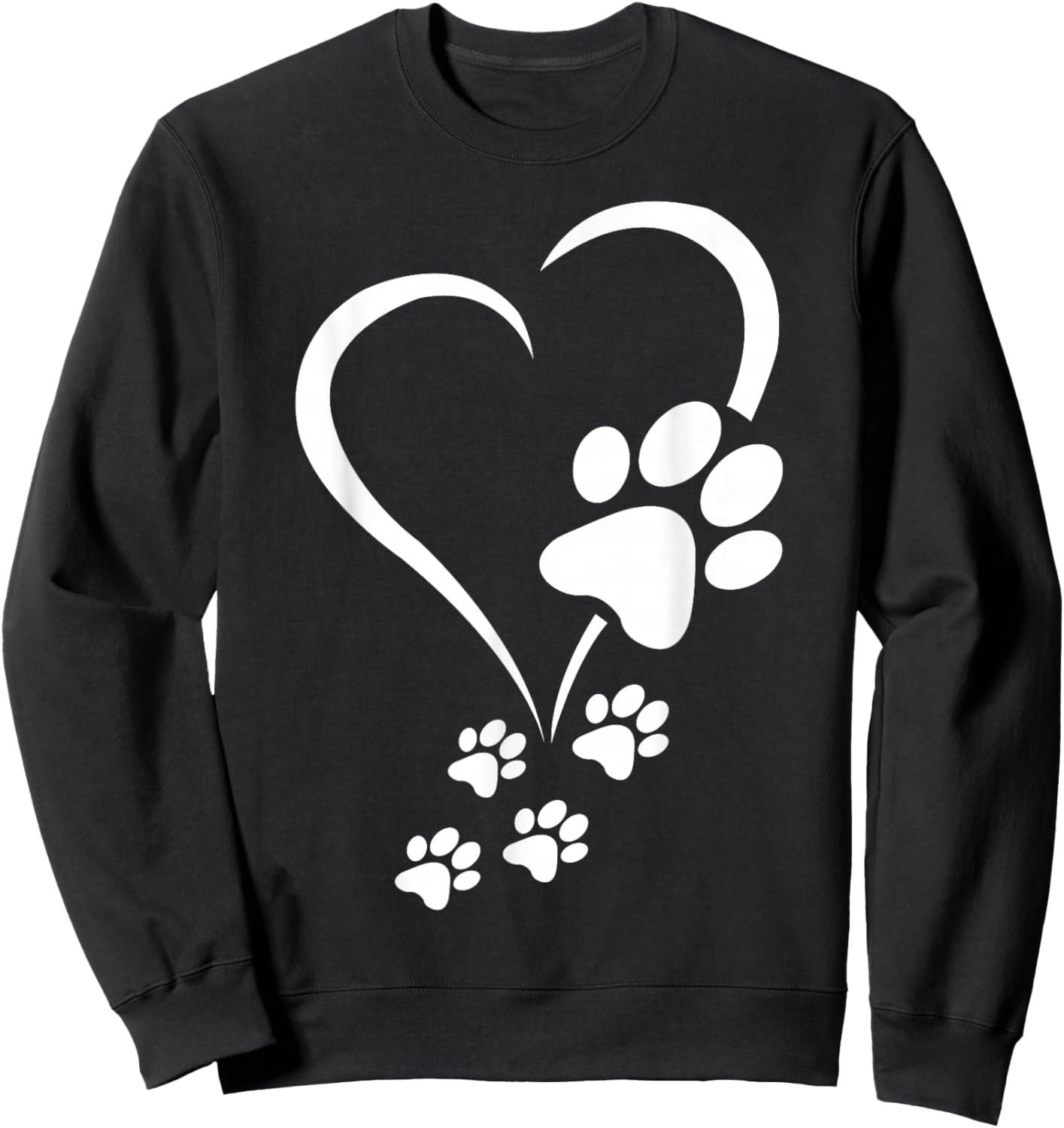 Baby Dogs Heart - Dog Paws Heart Print Sweatshirt - Sweatshirt | Black