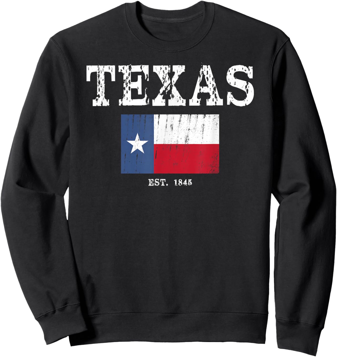 Texas State Map Flag Distressed Sweatshirt - Sweatshirt | Black