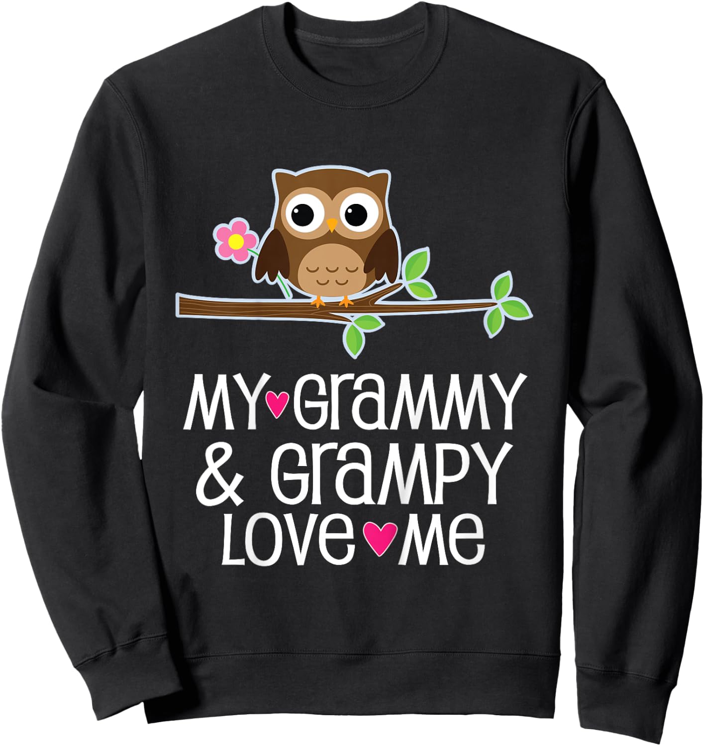 Kids My Grammy and Grampy Love Me Owl Sweatshirt - Sweatshirt | Black