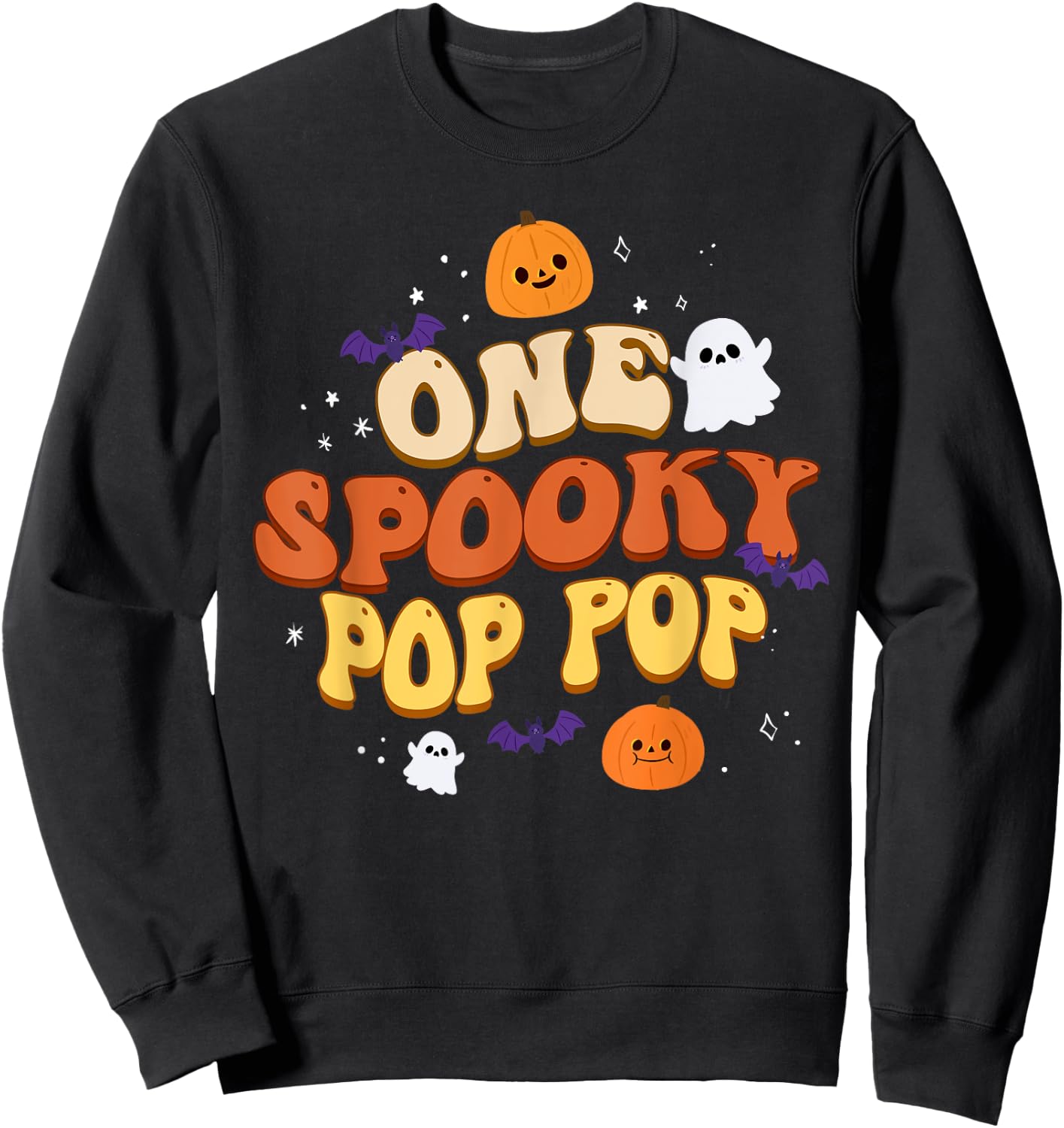 One Spooky Pop Pop Boo Halloween Cute Family Matching Group Sweatshirt - Sweatshirt | Black