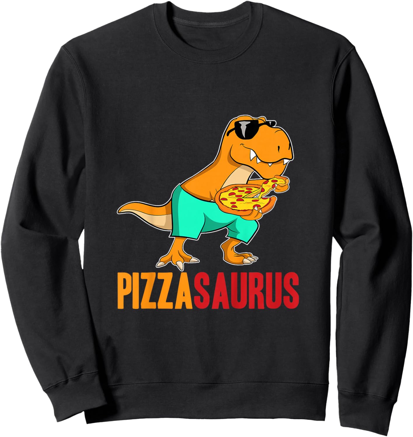 Kids Pizzasaurus Pizza Dino Dinosaur T-Rex Toddler Pizza For Boy Sweatshirt - Sweatshirt | Black
