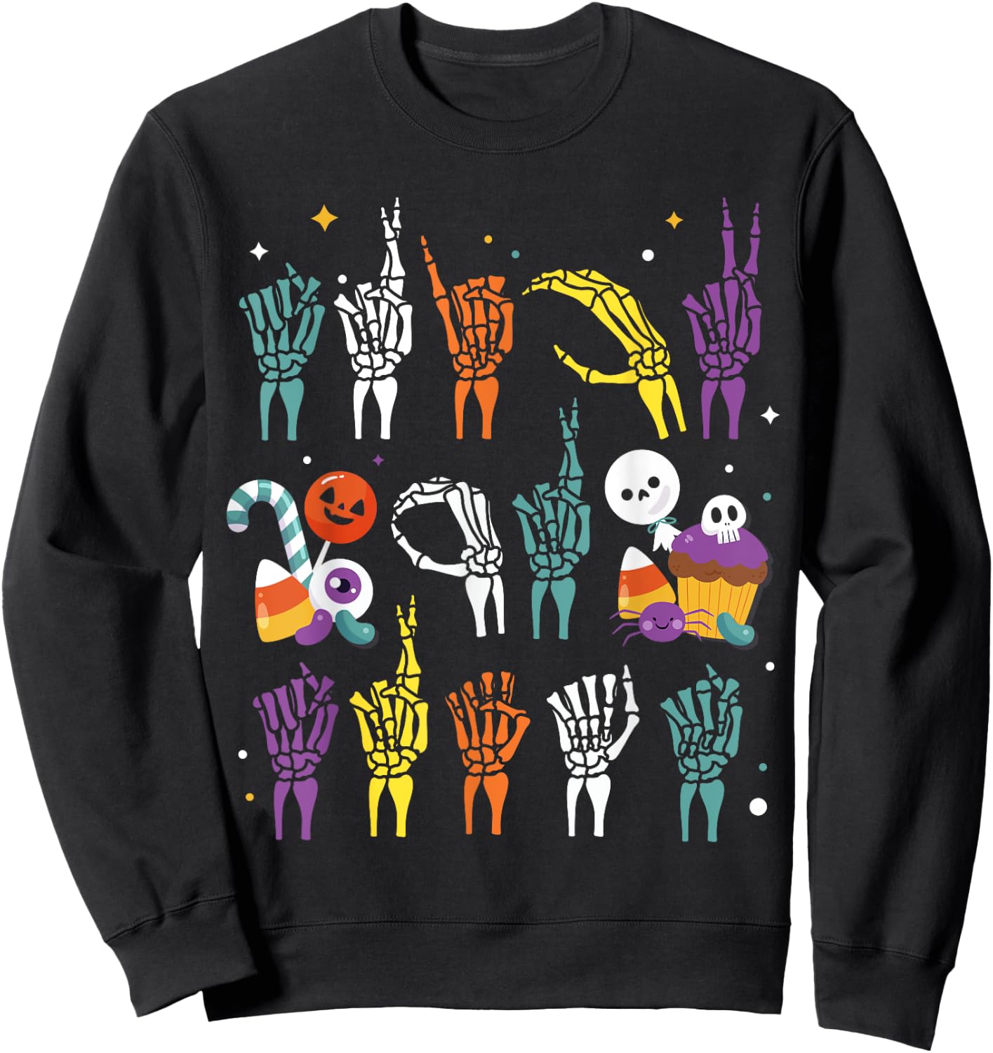Trick or Treat ASL Hands American Sign Language Halloween Sweatshirt - Sweatshirt | Black