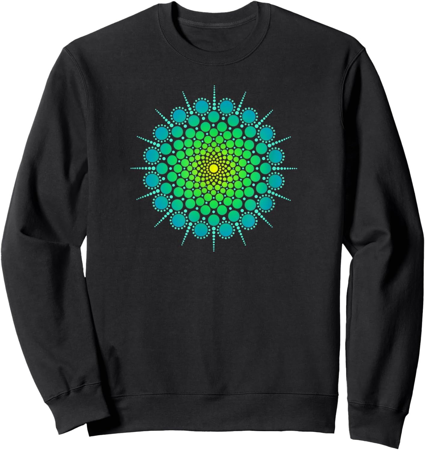Zen Yoga Meditation Mehndi Dot Mandala Turquoise Blue Green Sweatshirt - Sweatshirt | Black