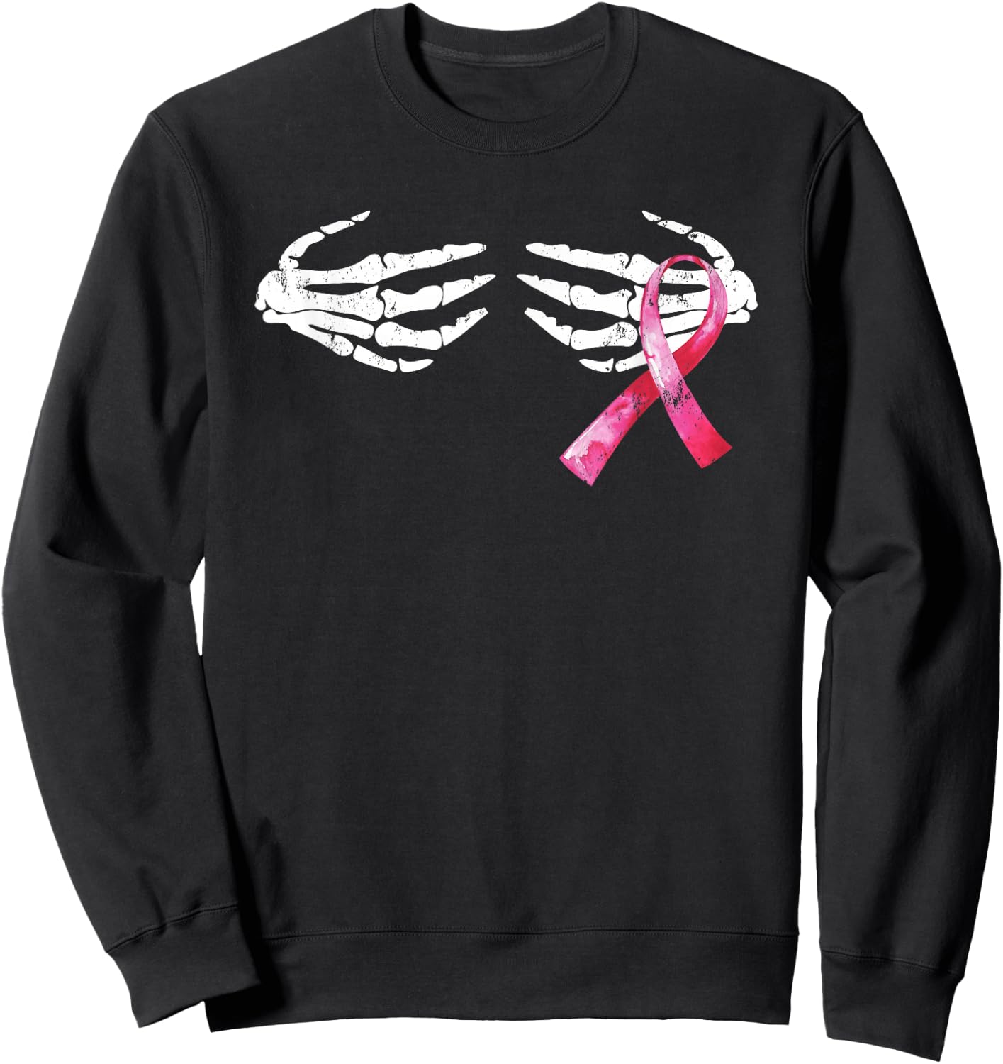Breast Cancer Awareness Skull Boobs Hand Sweatshirt - Sweatshirt | Black