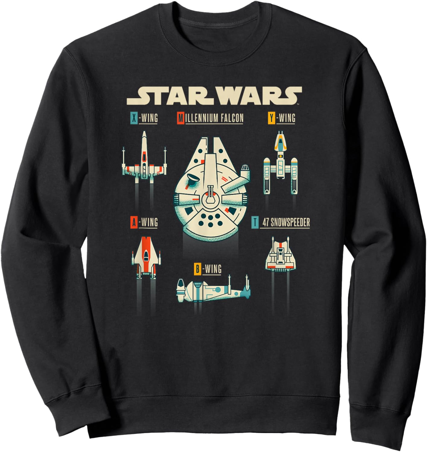 Star Wars Classic Rebel Alliance Spacecraft Fleet Group Shot Sweatshirt - Sweatshirt | Black