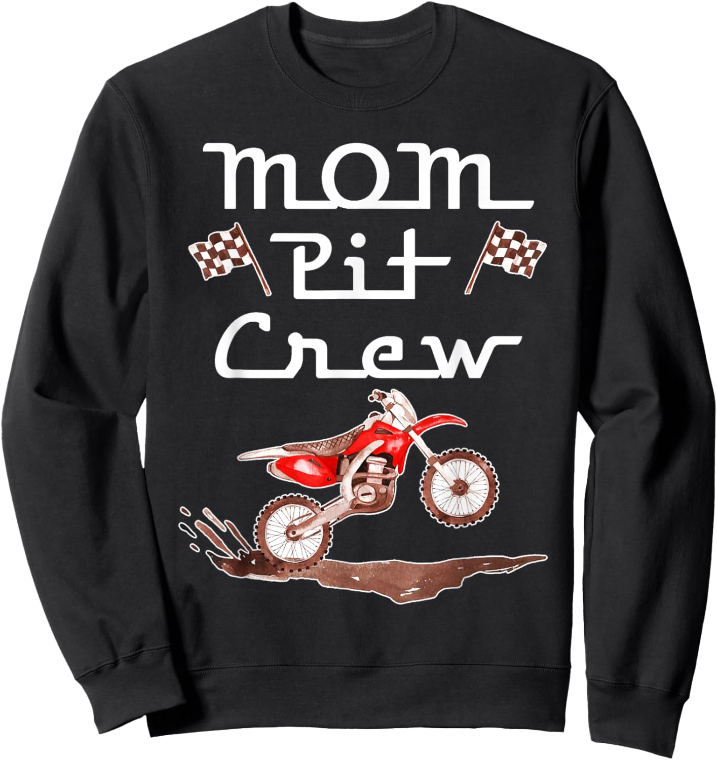 Dirt Bike Birthday Party Racing Family Mom Pit Crew Sweatshirt - Sweatshirt | Black
