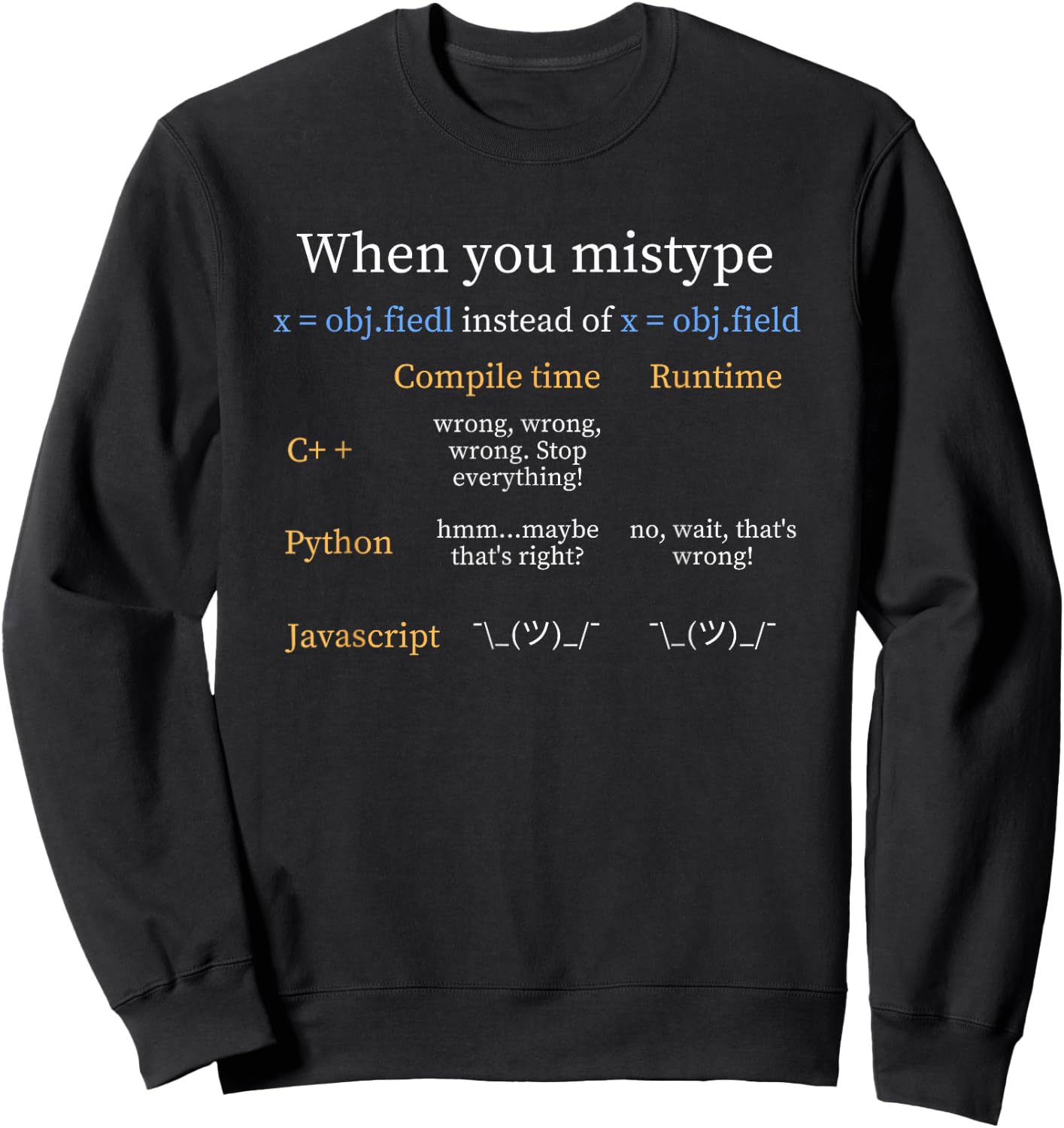Funny Python Code Joke Computer Science IT Programmer Gift Sweatshirt - Sweatshirt | Black