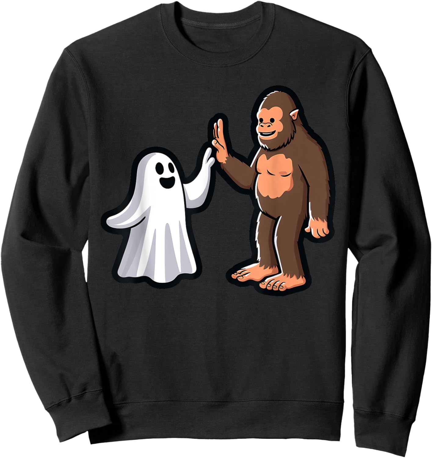 Bigfoot and Ghost High-Five Halloween Toddler Boys Costume Sweatshirt - Sweatshirt | Black