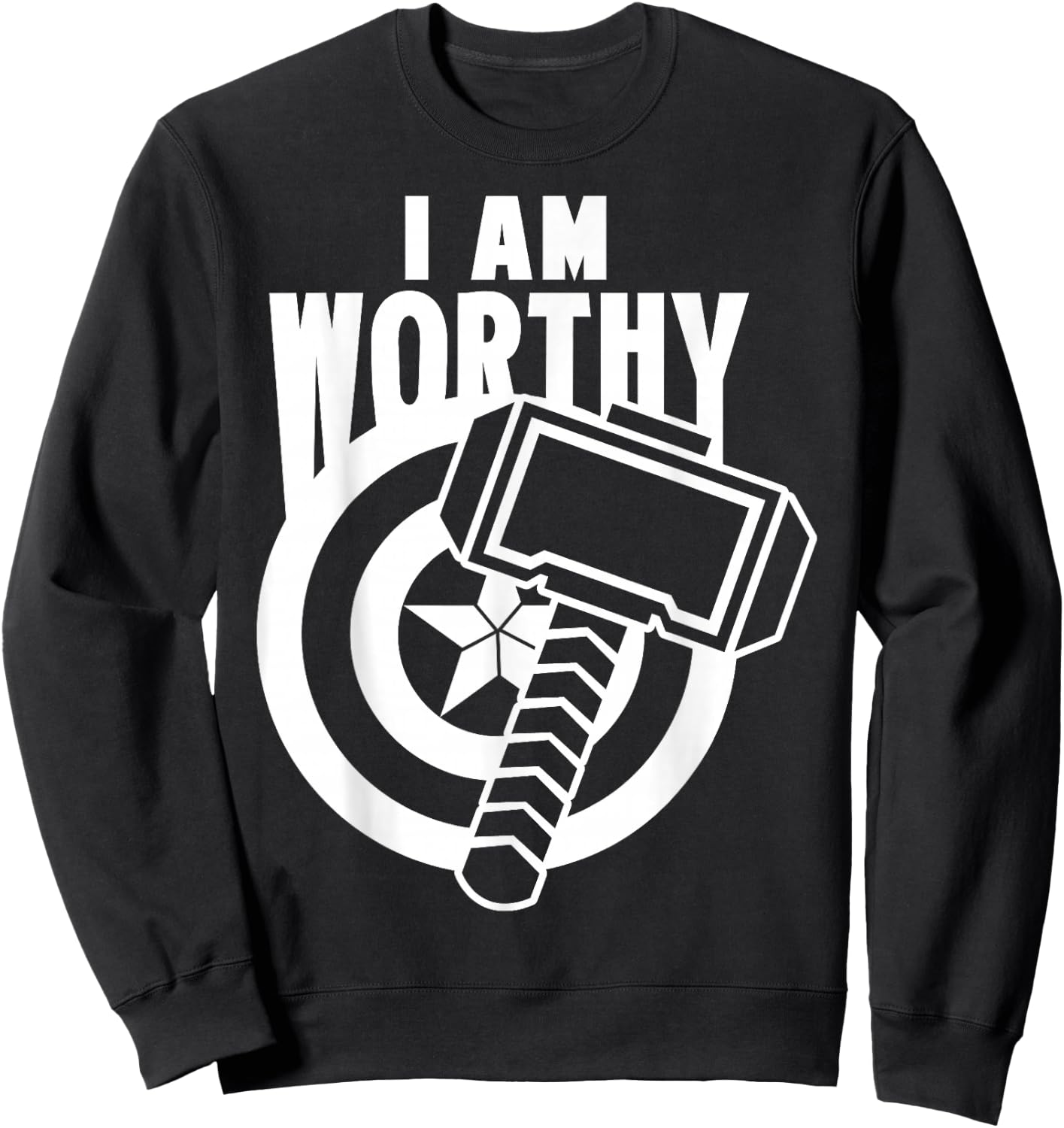 Avengers Endgame Captain America I Am Worthy Mjolnir Shield Sweatshirt - Sweatshirt | Black
