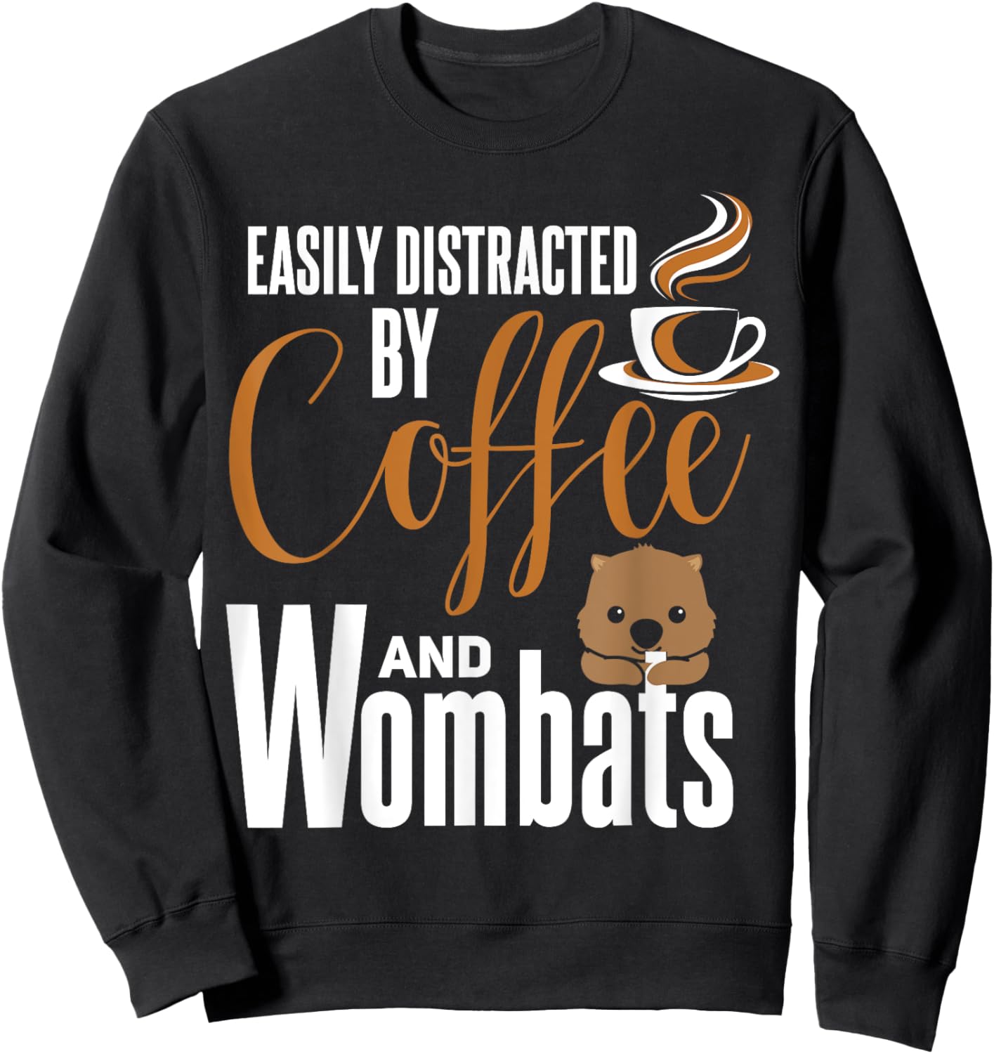 Wombat Shirt Funny Coffee Lover Cute Wombat Lover Sweatshirt - Sweatshirt | Black