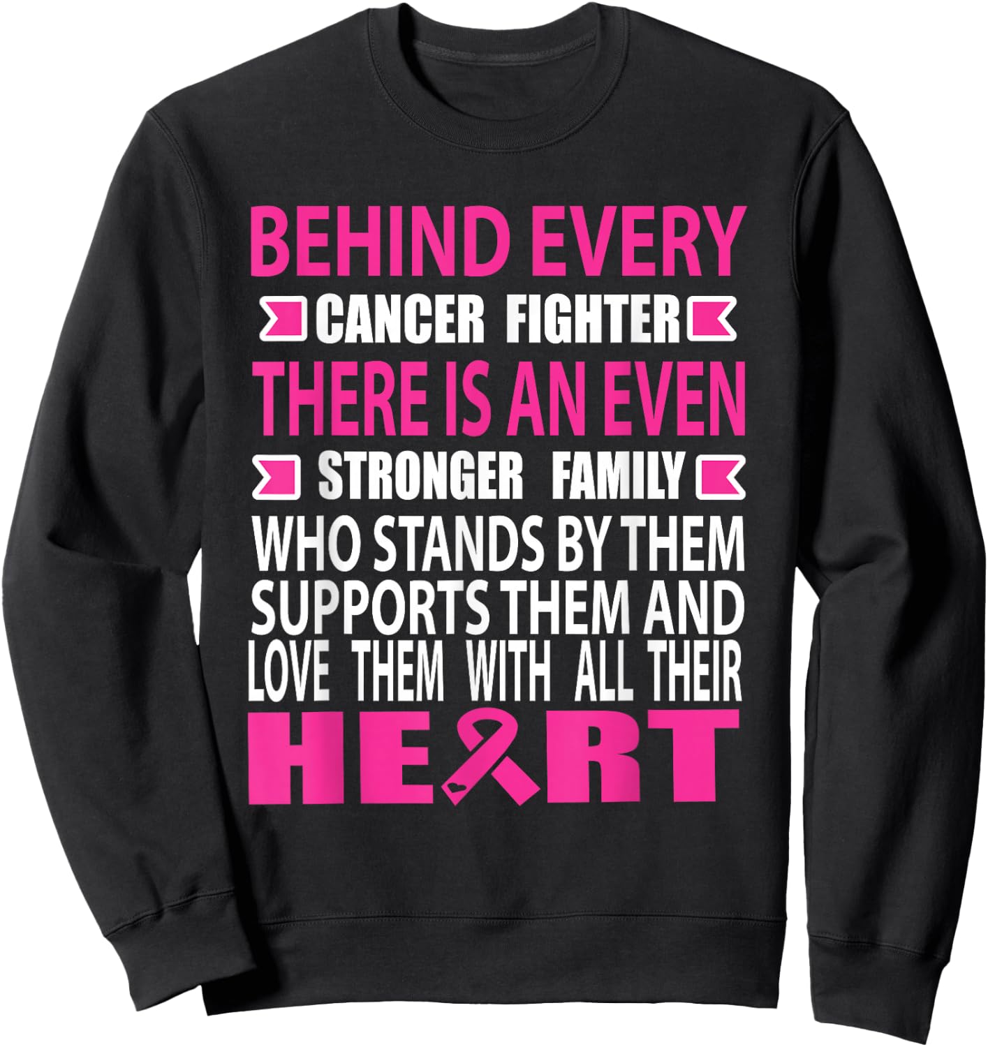 Fighter and strong family Breast cancer awareness cancer Sweatshirt - Sweatshirt | Black