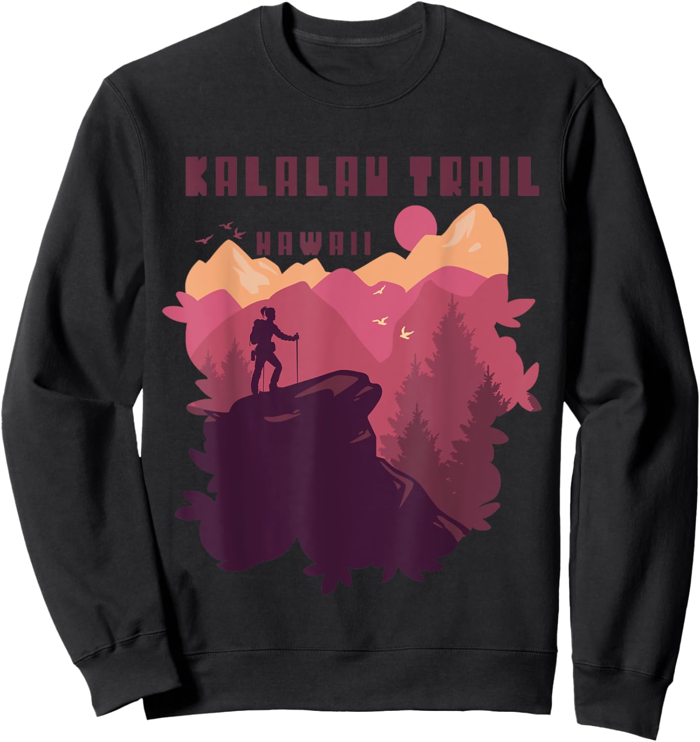 Hawaii Mountain Camping Kalalau Trail Nature Hiking Sweatshirt - Sweatshirt | Black